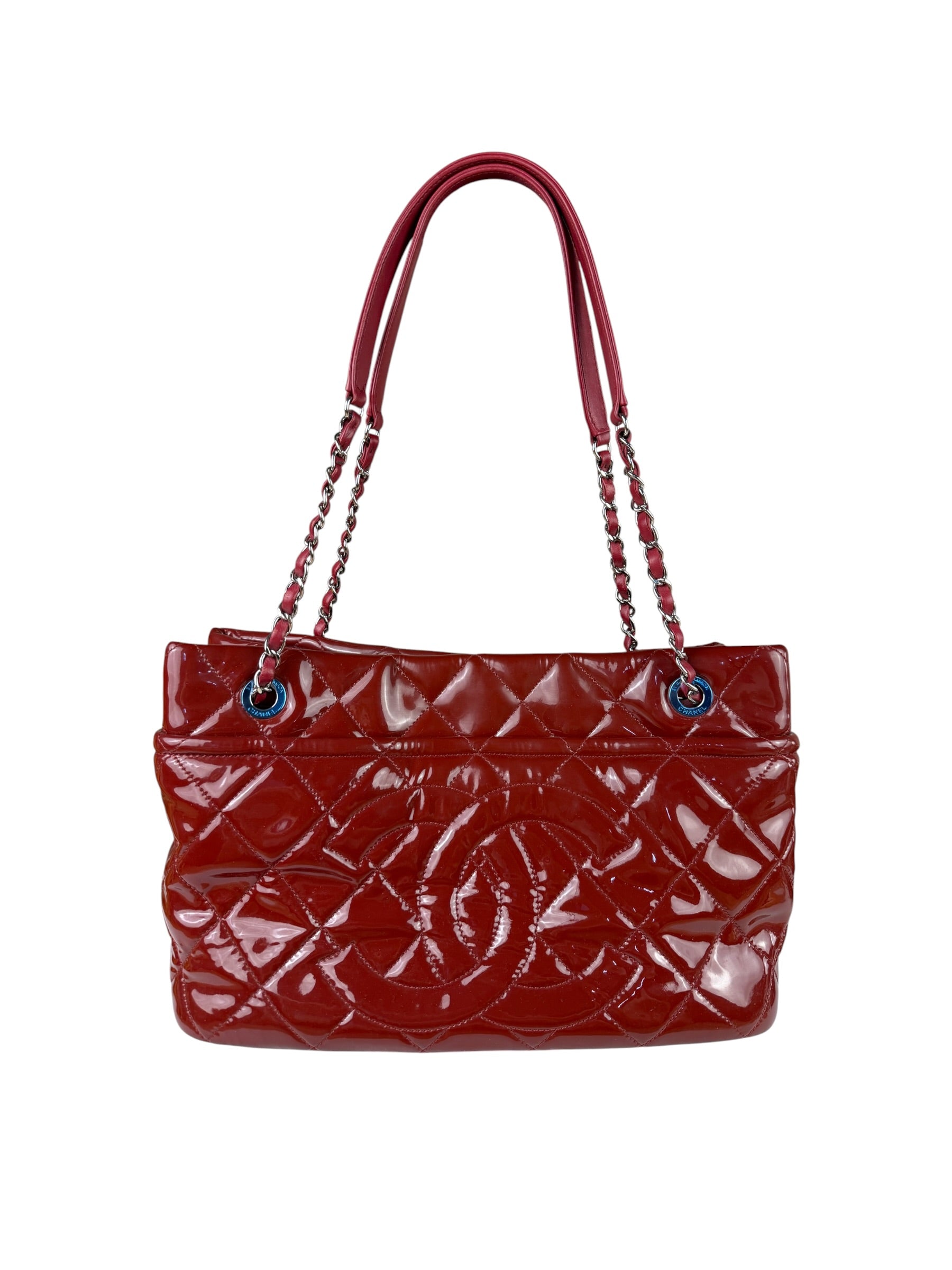 Chanel Patent Red Quilted S Shopper Tote 2013