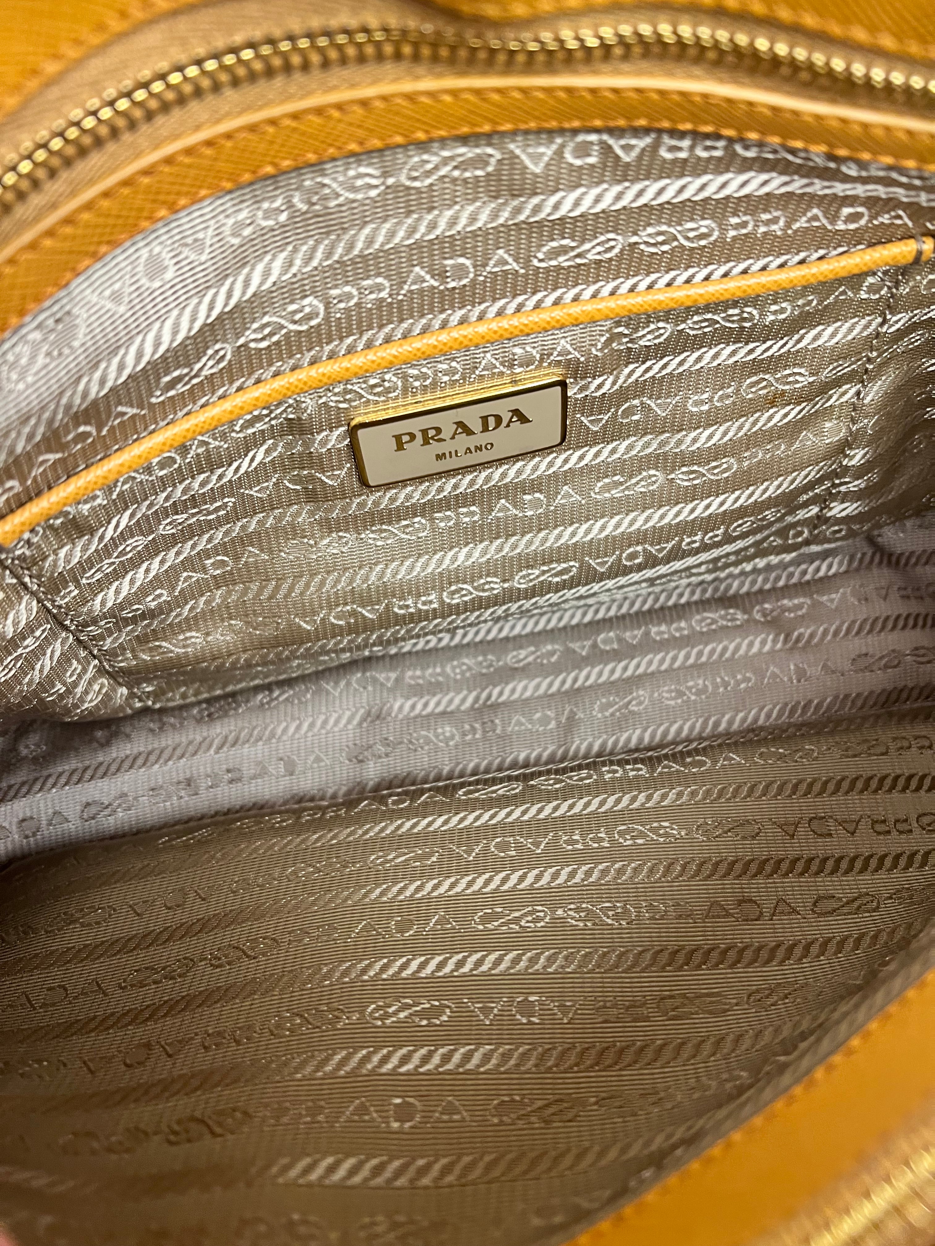 Prada Saffiano Promenade Handbag Mustard