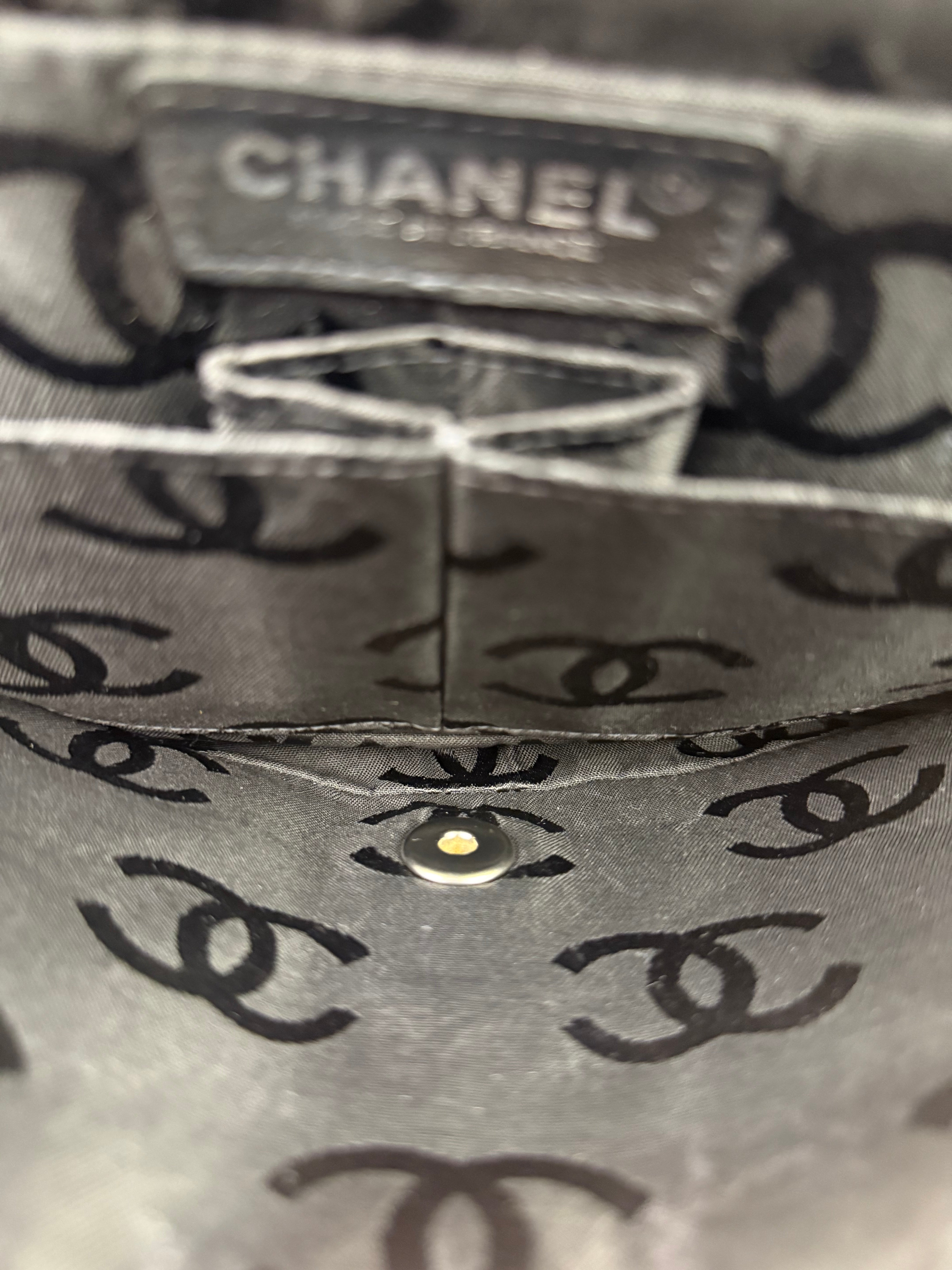 Chanel Black Nylon Chocolate Bar Chain Flap Bag 2002
