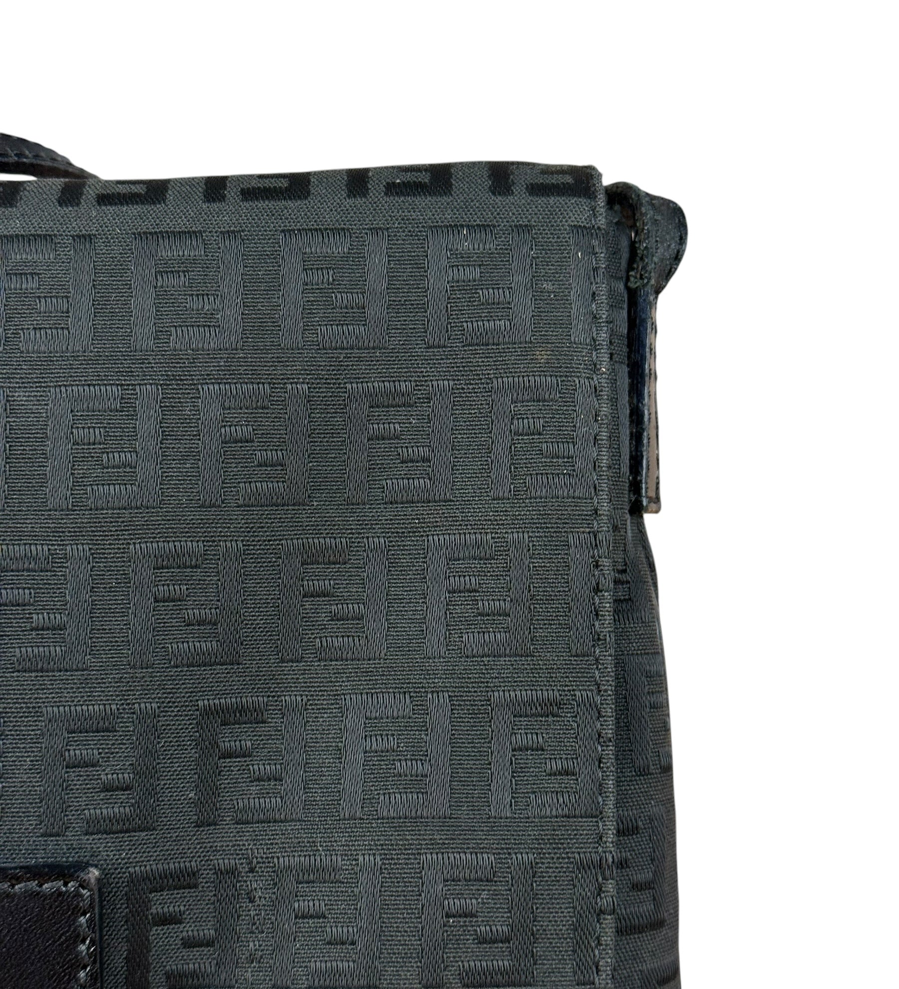 Fendi Black Zucchino Messenger Crossbody Bag