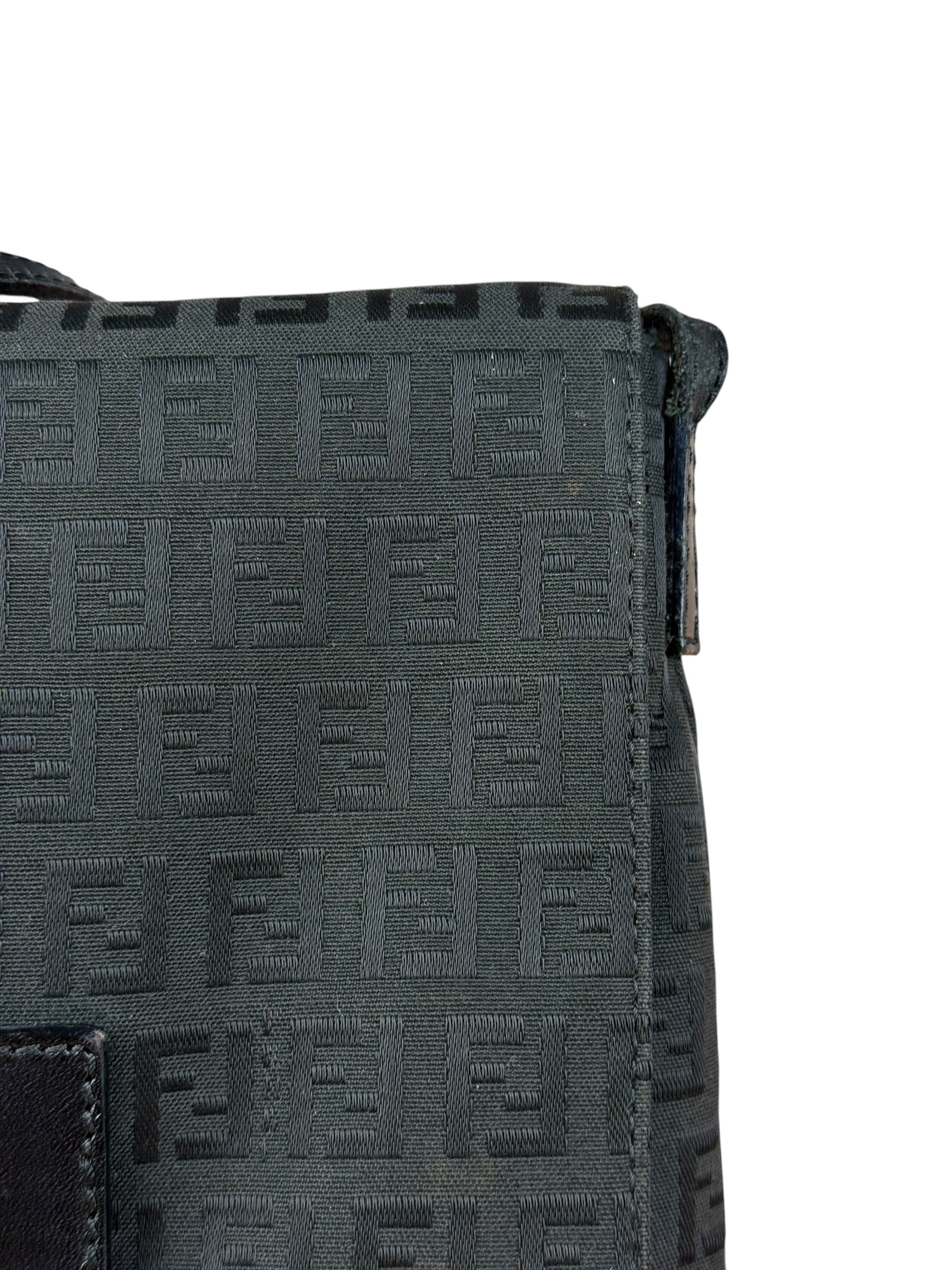 Fendi Black Zucchino Messenger Crossbody Bag