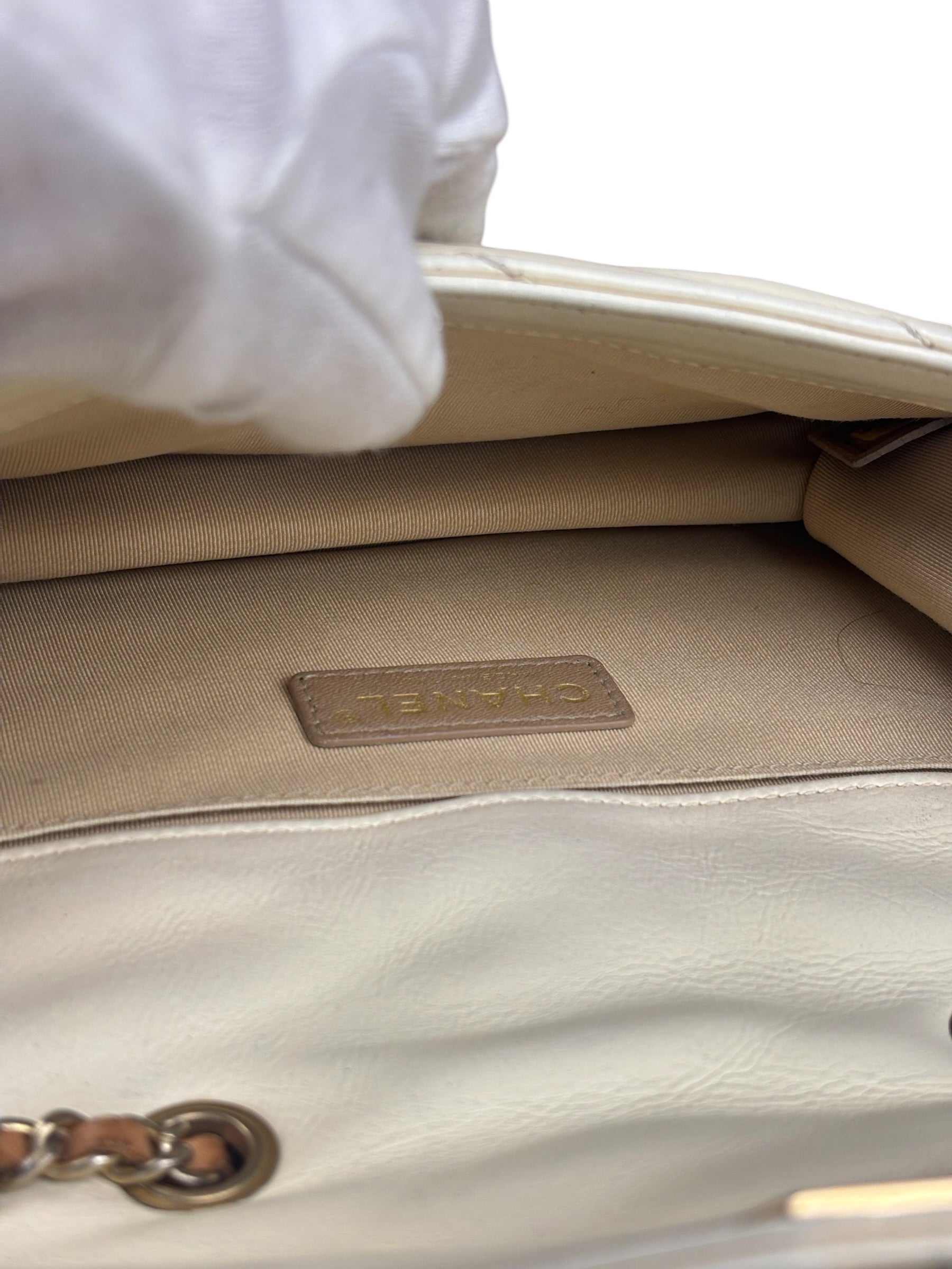 Chanel Beige Gabrielle Chevron Medal Flap 2011
