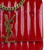 Saint Laurent Red Patent Vicky Chain Flap Bag