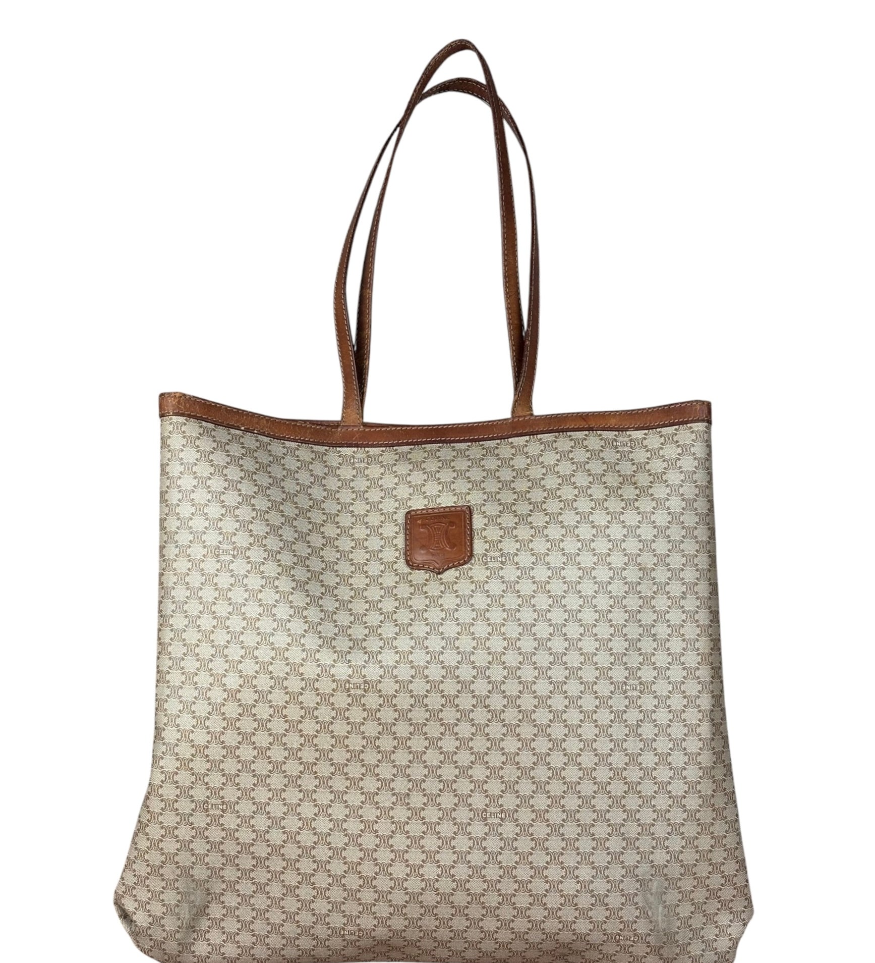 Celine Vintage Coated Canvas Macadam Shoulder Tote