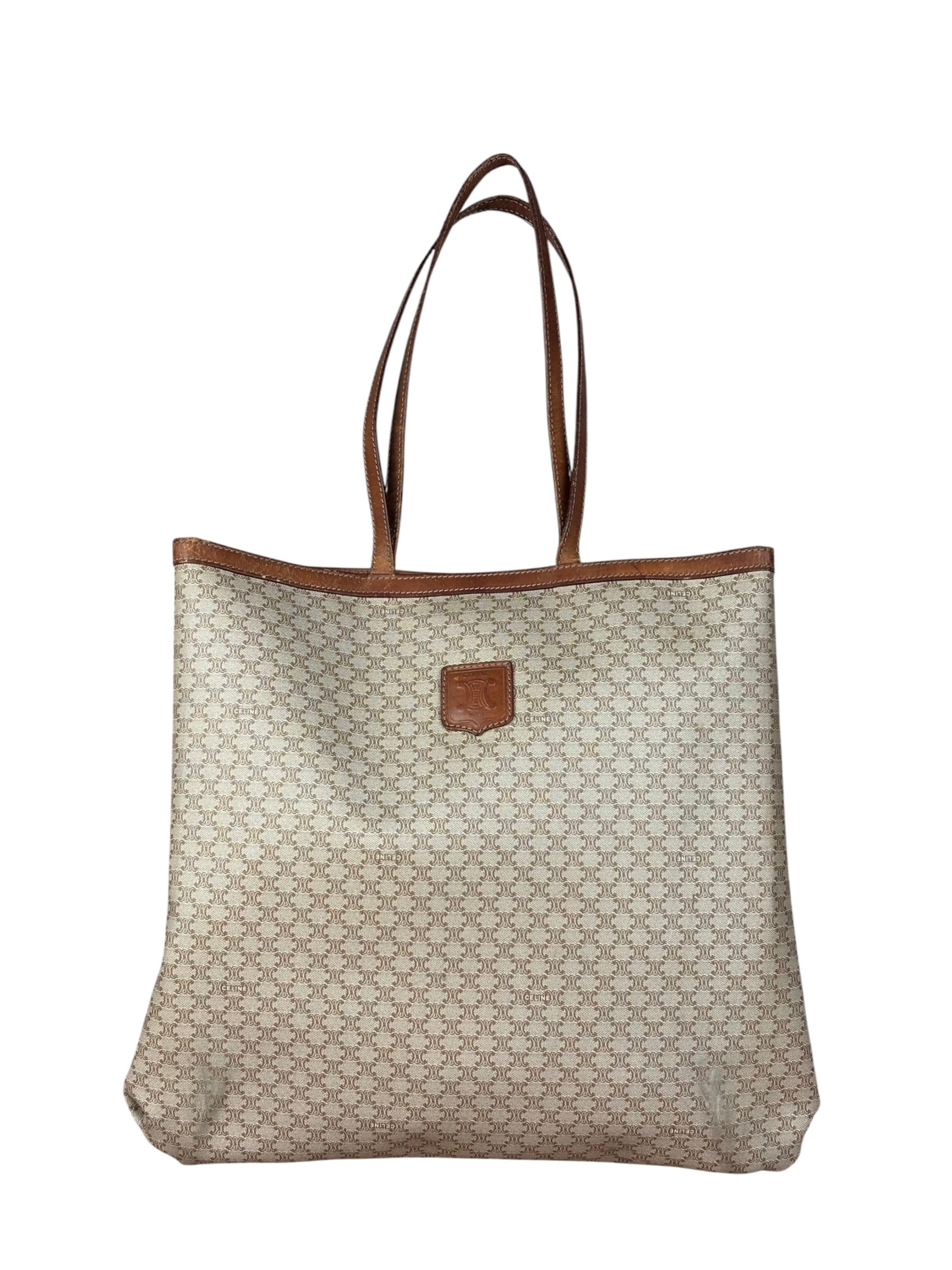 Celine Vintage Coated Canvas Macadam Shoulder Tote