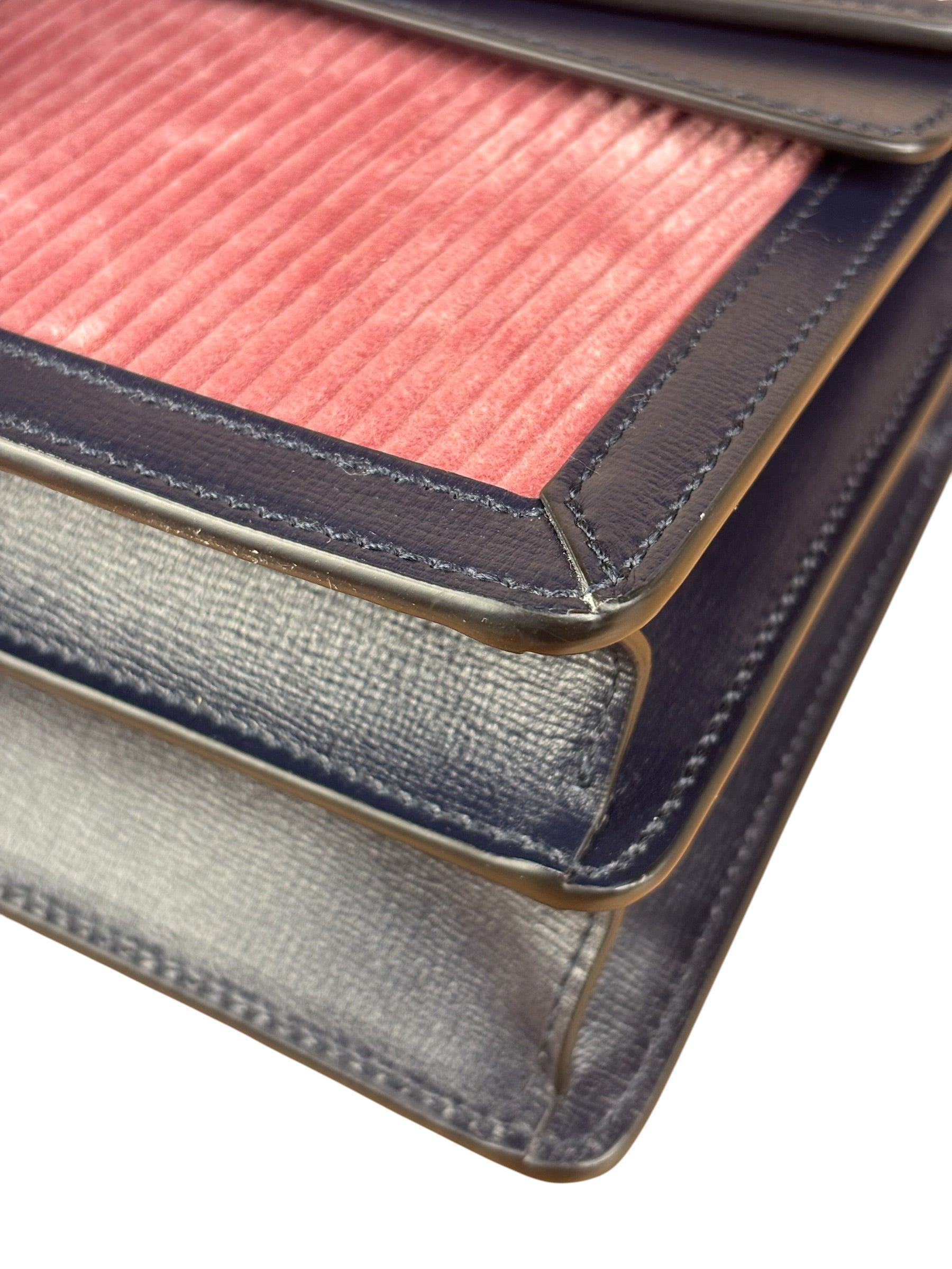 Gucci Pink Leather Trim Dionysus Corduroy Shoulder Bag