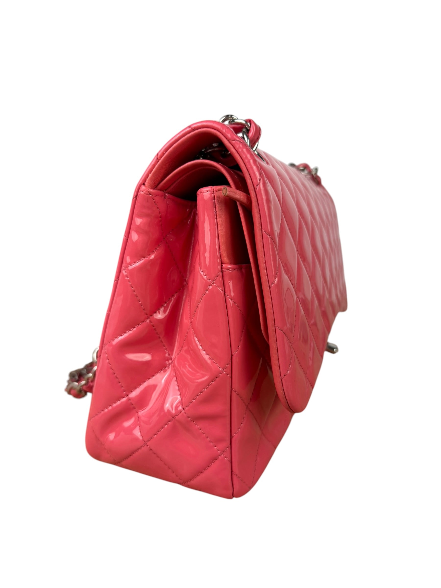 Chanel Pink Patent Leather Double Flap Bag 2012