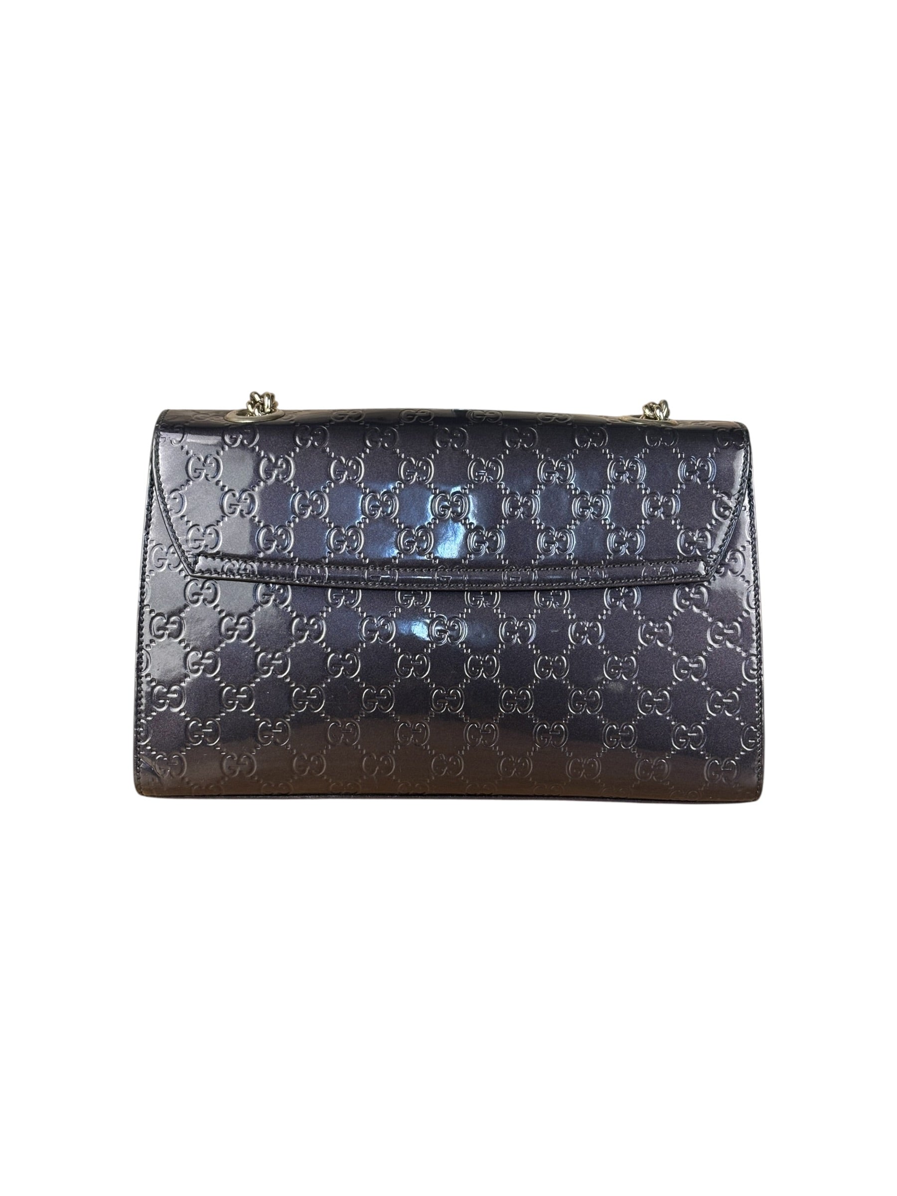Gucci GG Purple Patent Flap Emily Chain Shoulder Bag