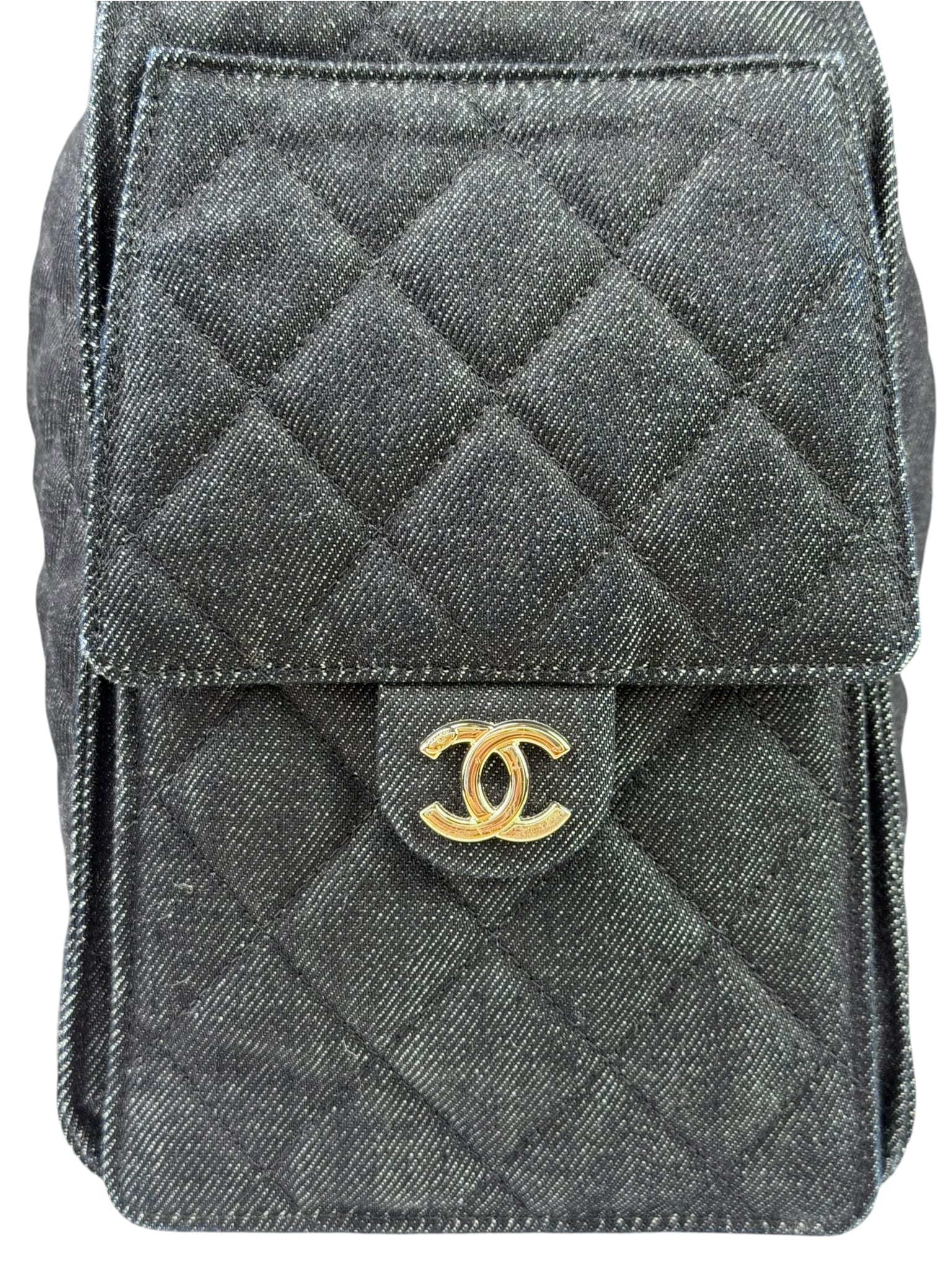 Chanel Navy Quilted Denim/Leather Trim 25 Hobo Bag 2021