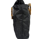 Gucci Black Nylon/Leather Trim Bamboo Top Handle Tote