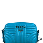 Prada Teal Diagramme Leather Chain Crossbody
