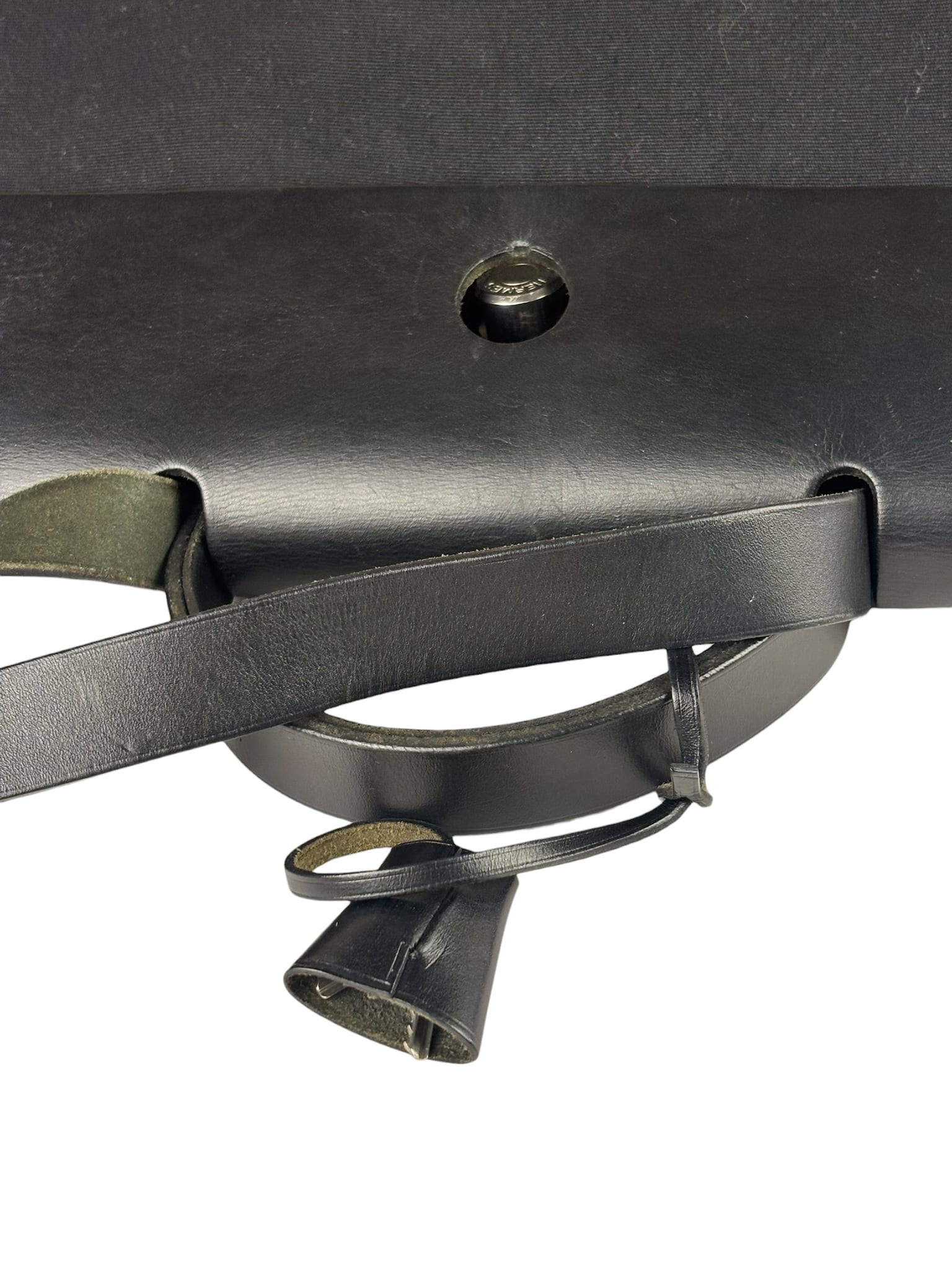 Hermes Black Leather Trim Herbag Two-Way Bag