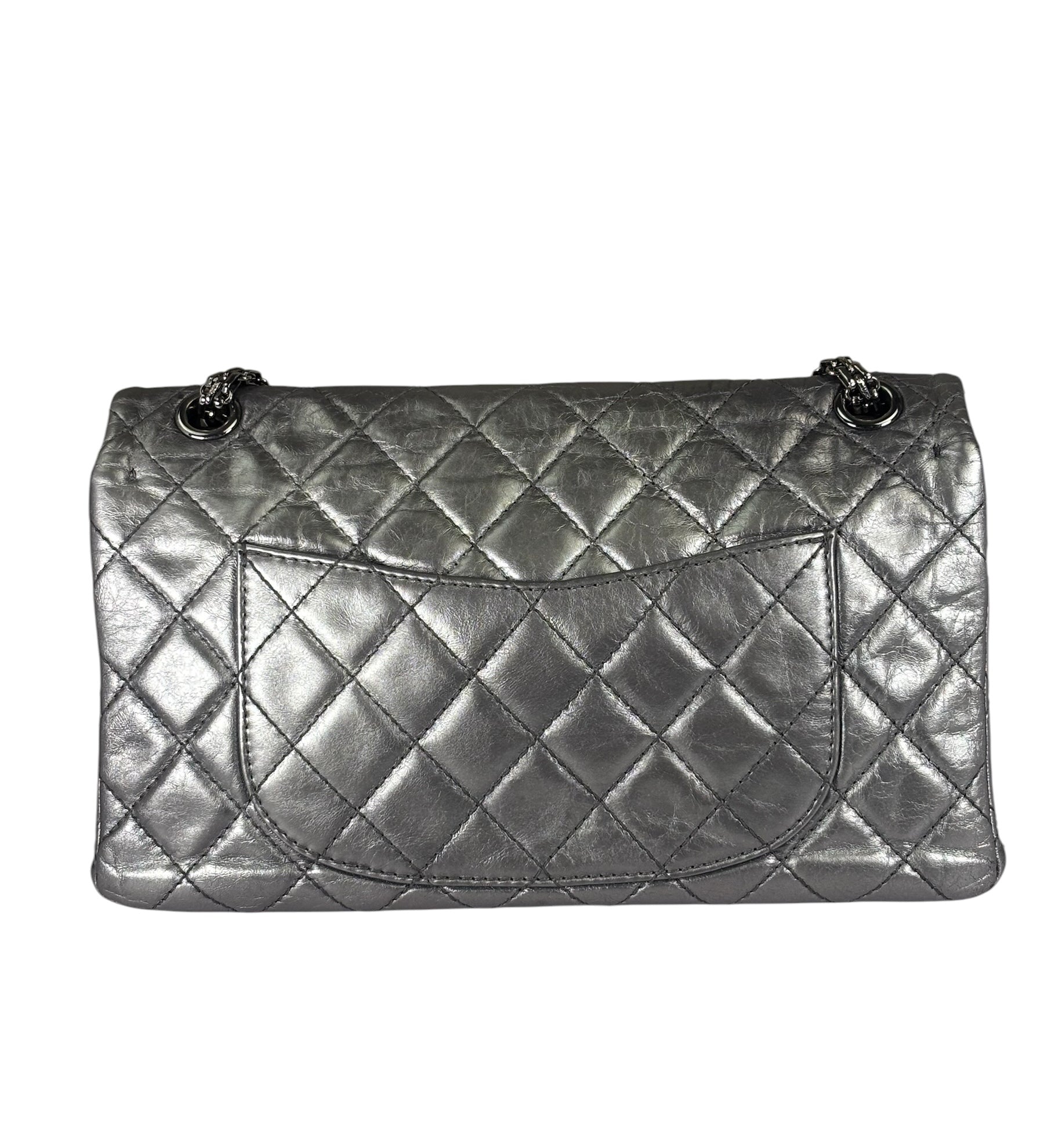 Chanel Metallic Silver Quilted Leather 2.55 Reissue Double Flap Bag 2008