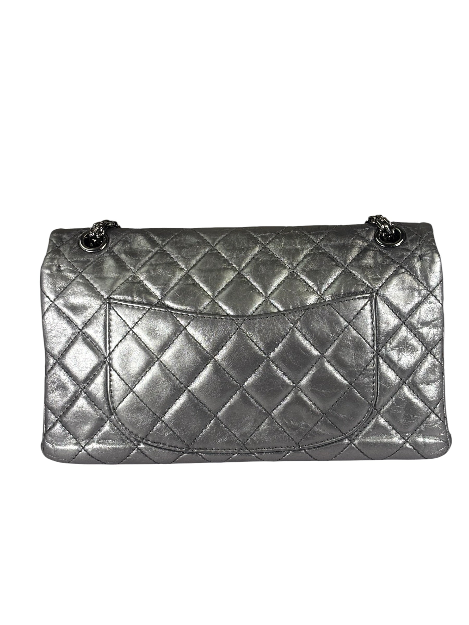 Chanel Metallic Silver Quilted Leather 2.55 Reissue Double Flap Bag 2008