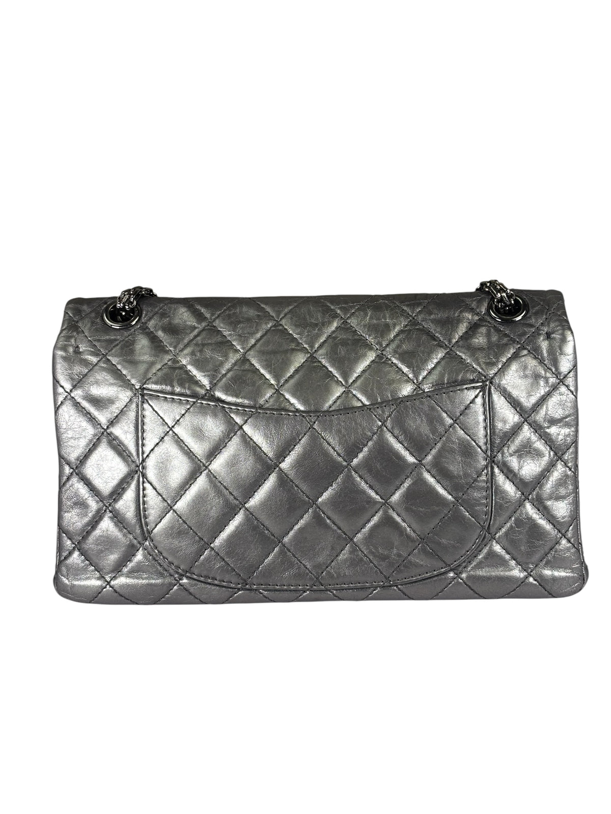 Chanel Metallic Silver Quilted Leather 2.55 Reissue Double Flap Bag 2008