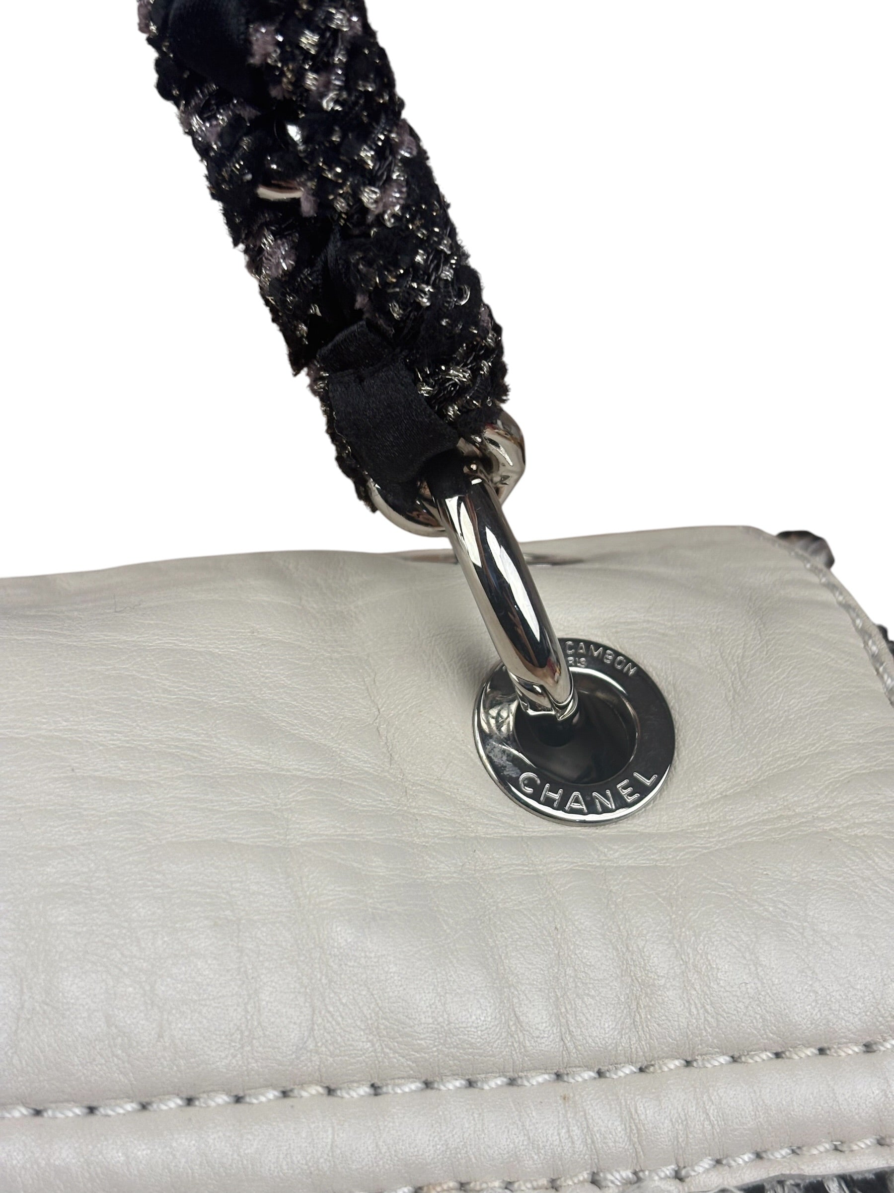 Chanel White Leather Mini Flap Shoulder Bag 1992