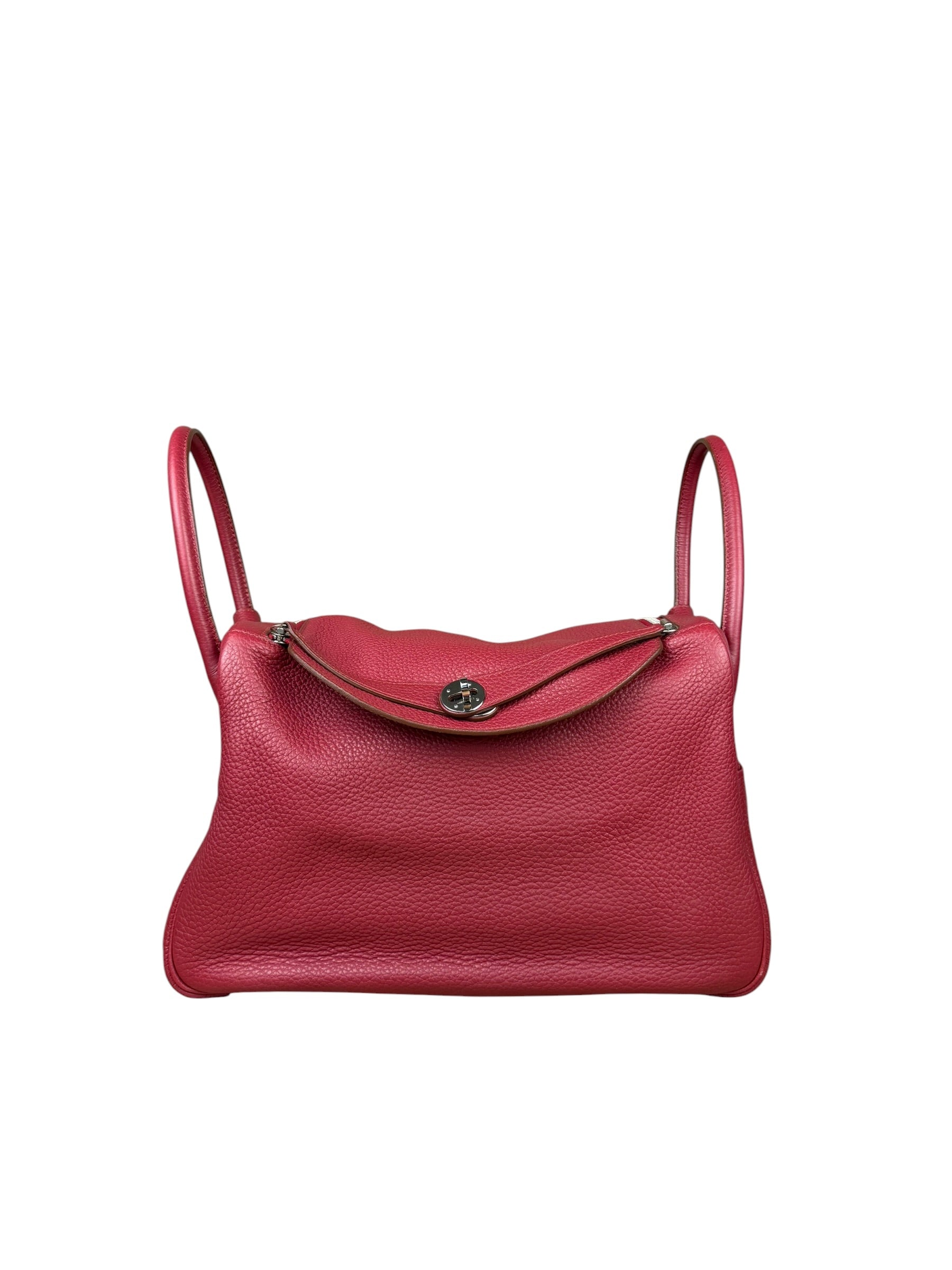 Hermes Lindy 34 Red/Fuchsia Clemence Leather Handbag 2014