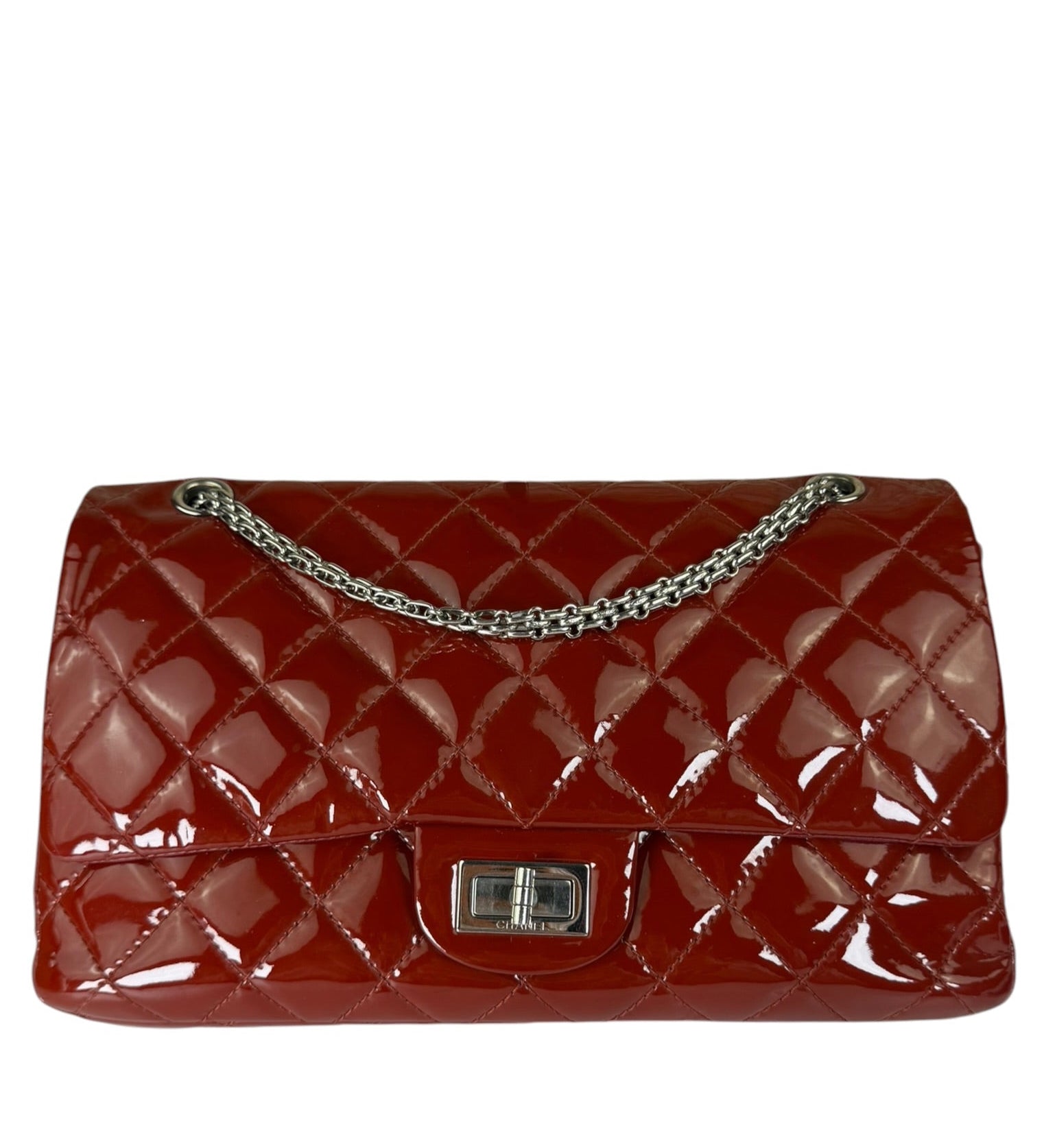Chanel Red Patent  Quilted Double 2.55 Flap 2009