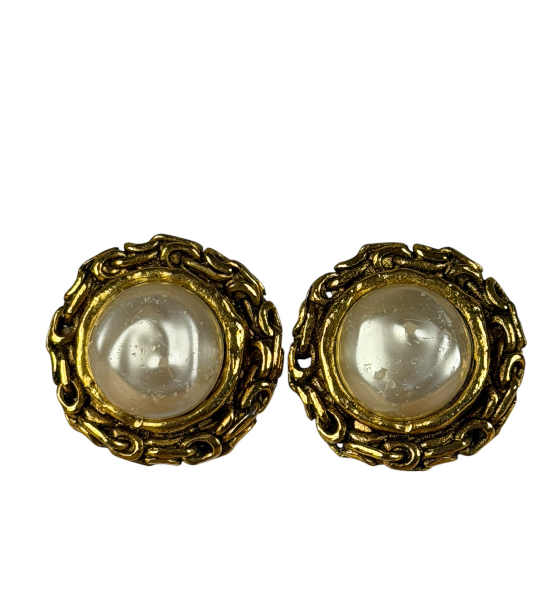 Chanel Vintage Faux Pearl Clip-On Earrings
