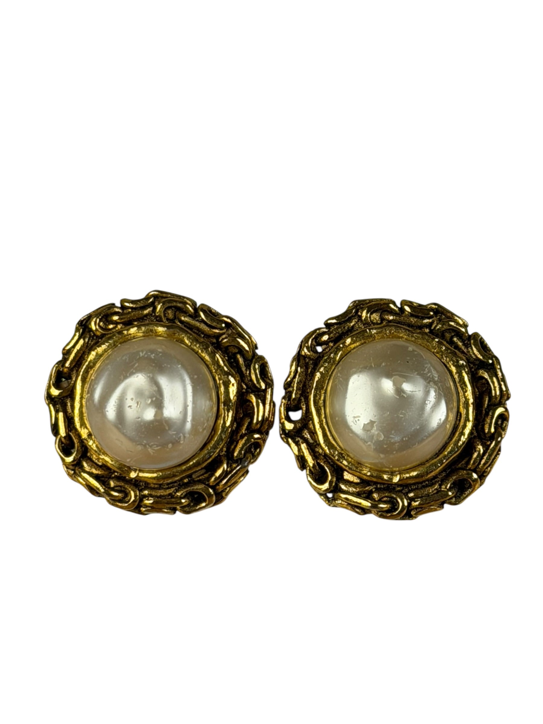 Chanel Vintage Faux Pearl Clip-On Earrings