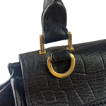 Celine Black Suede/Crocodile Embossed Leather Trapeze Two-Way Bag
