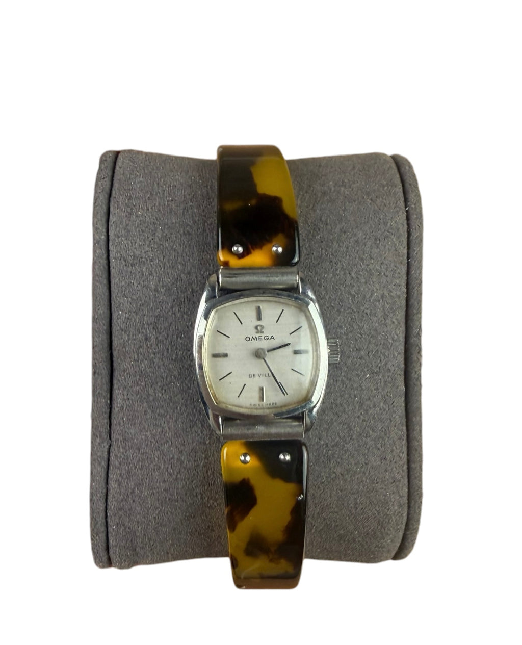 Omega De Ville Silver Stick Dial Tortoise Shell Band 1970's