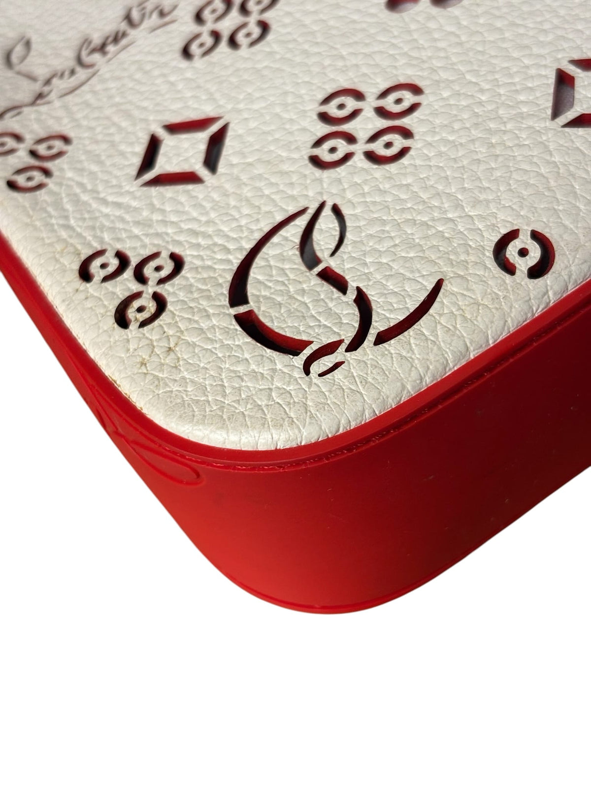 Christian Louboutin White Leather Loubinthesky Perforated Pochette
