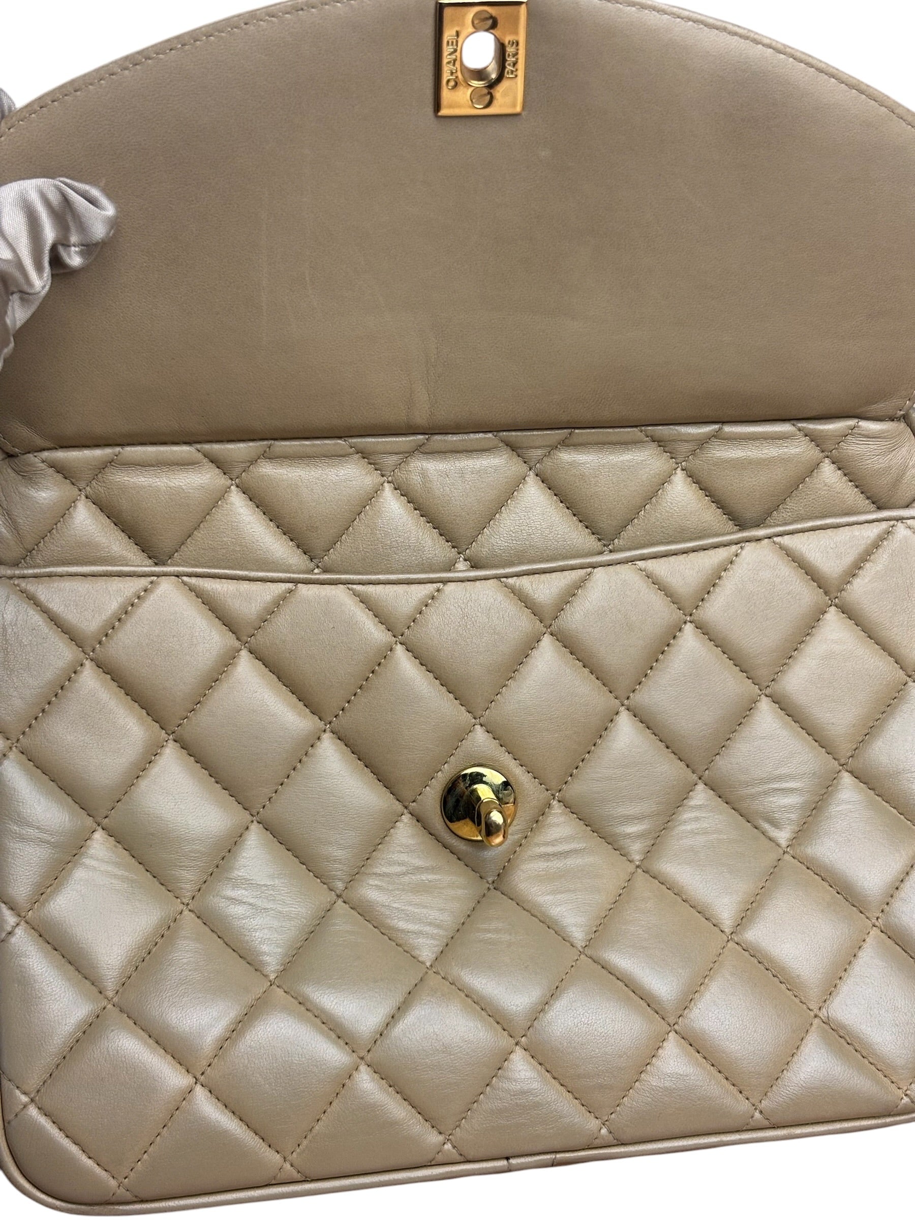 Chanel Tan Brown Quilted Leather Flap Chain Camera Bag