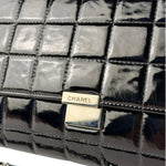 Chanel Black Patent Leather Chocolate Bar Flap Bag 2000