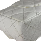 Chanel White Quilted Caviar Wooden M Flap 1999