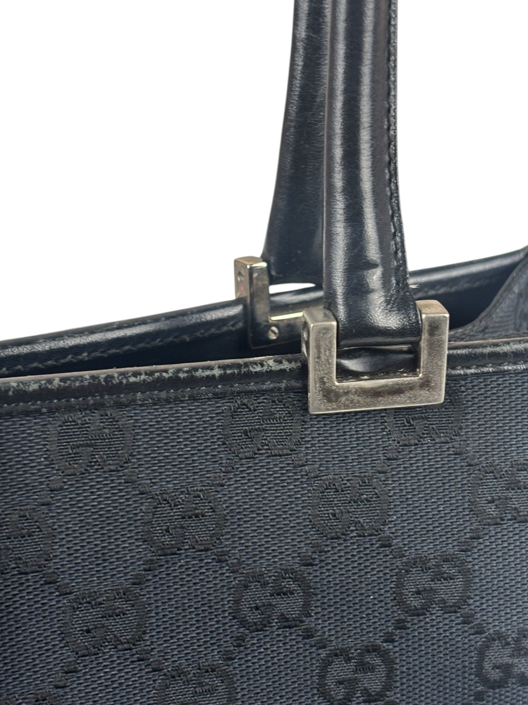 Gucci GG Black Canvas Vintage Jackie Tote Handbag