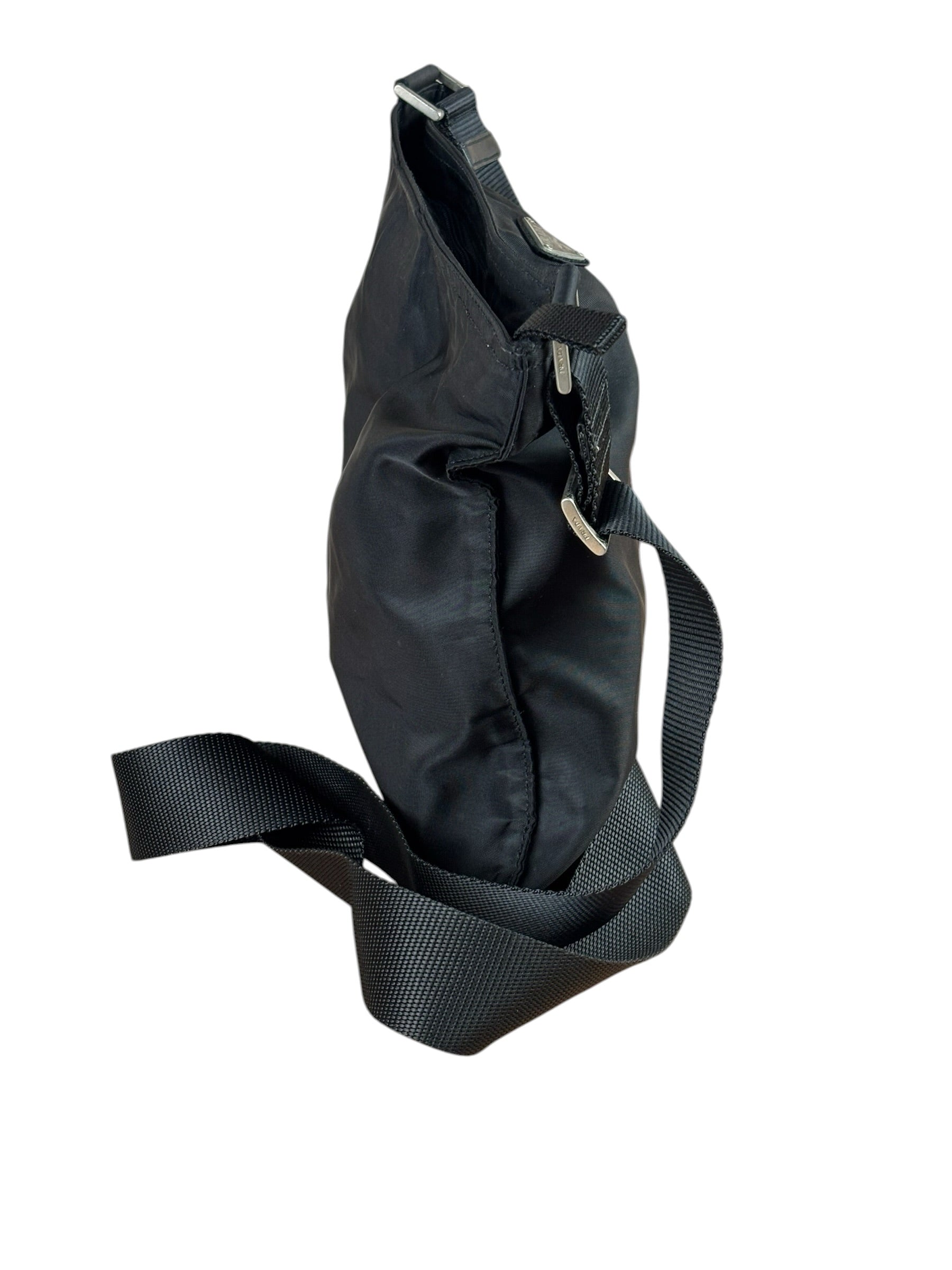 Prada Black Vela Nylon Flat Crossbody Bag