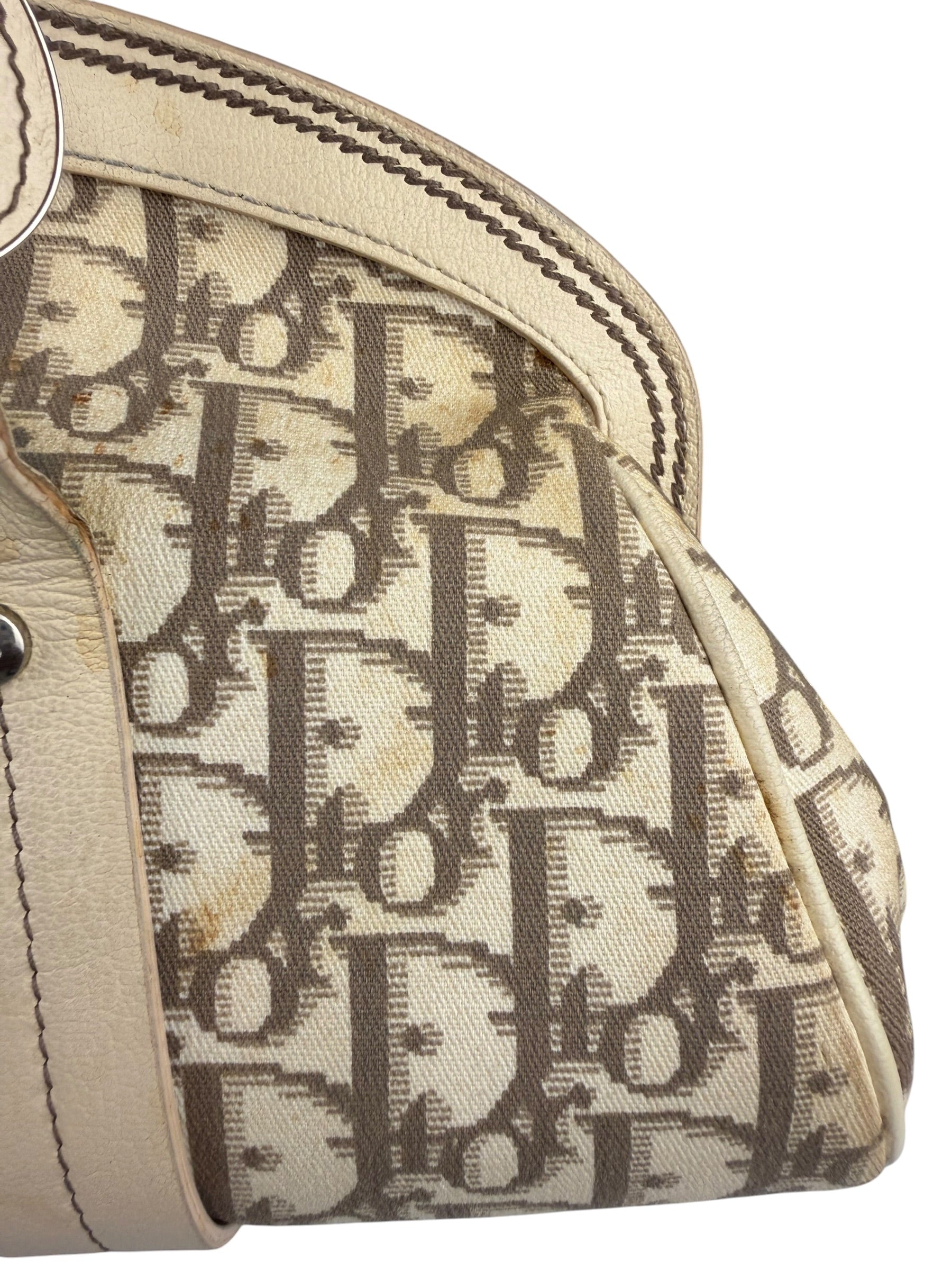 Christian Dior Vintage Monogram Flower Frame Satchel Hand Bag