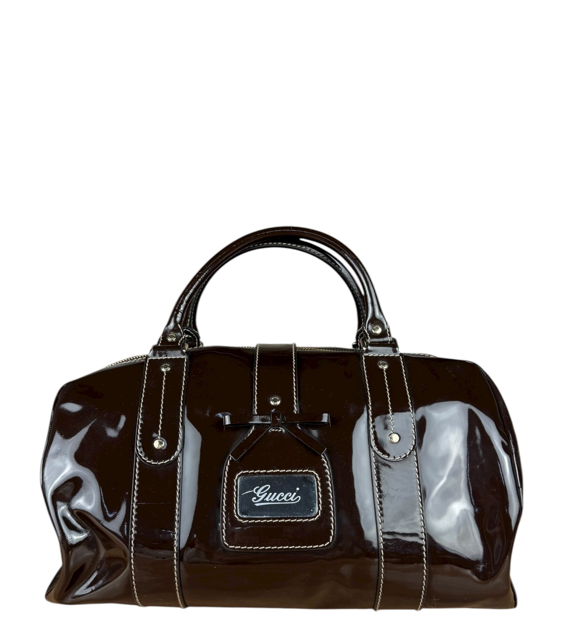 Gucci Babouska Patent Leather Boston Bag