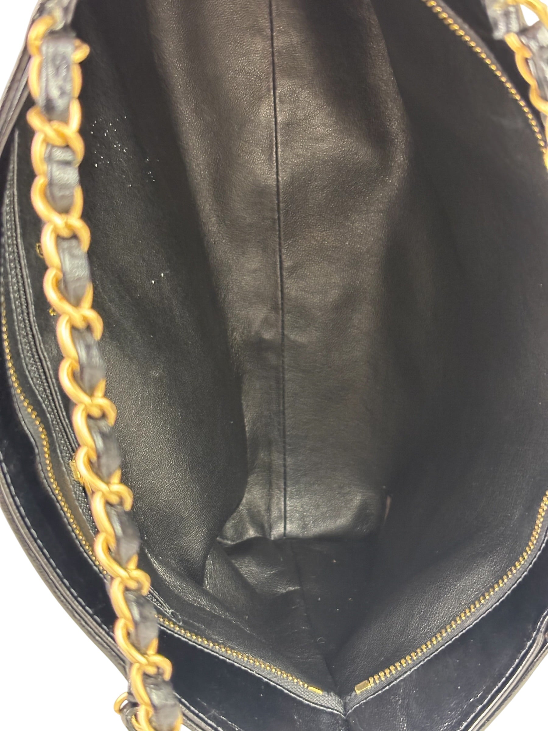 Chanel Beige/Black Leather Trim Diamond-Quilted Shoulder Bag 2002