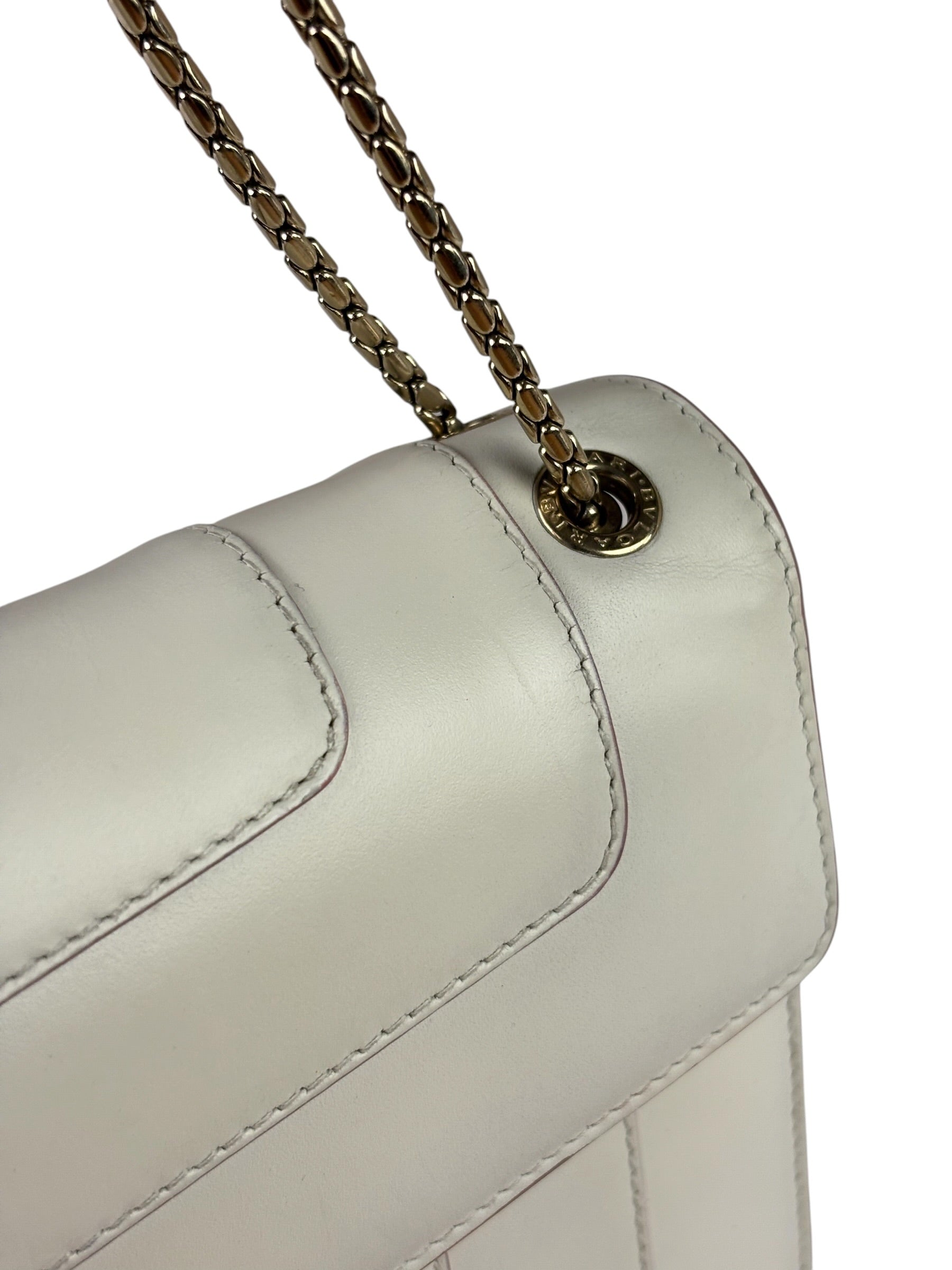 Bvlgari White/Pink Leather Serpenti Forever Shoulder Bag