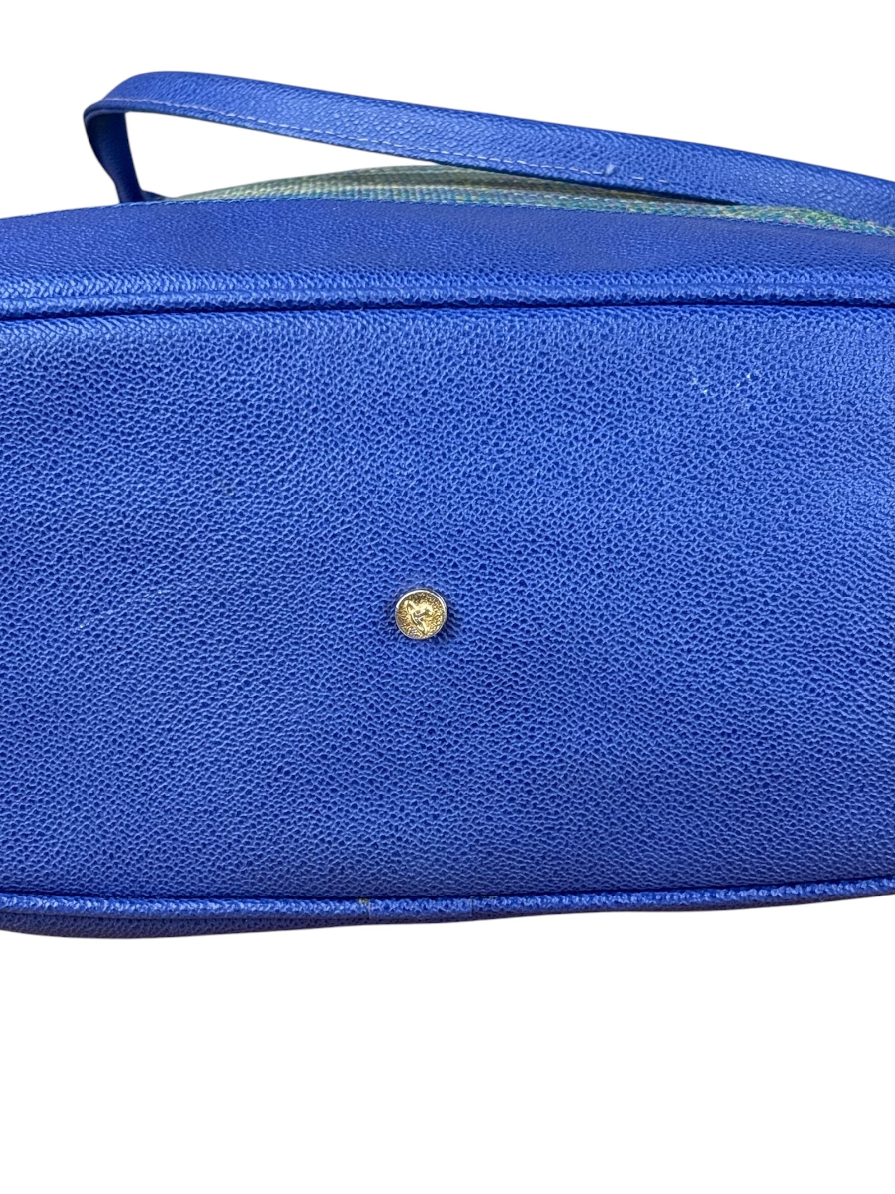 Vivienne Westwood Blue/Green Woven Plaid Saturn Shoulder Bag