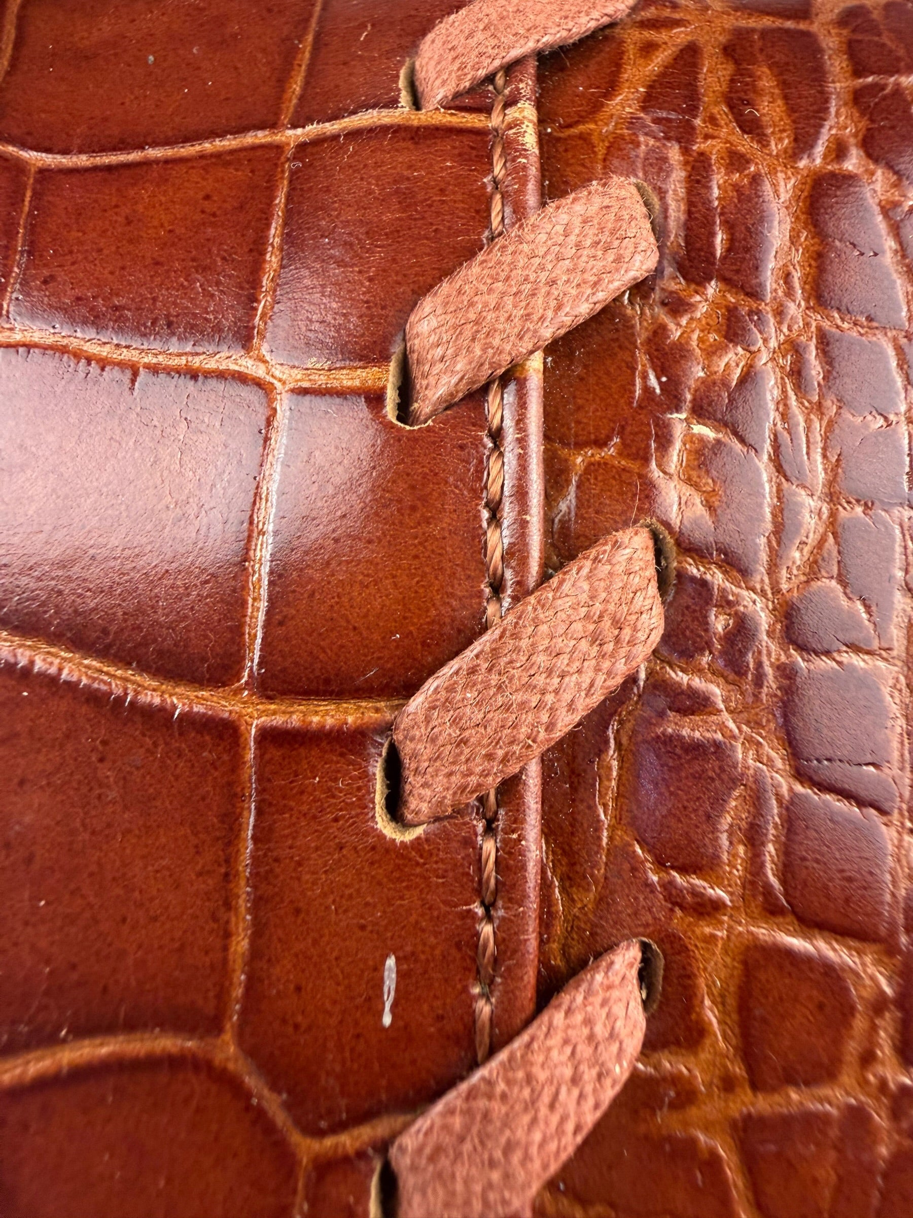 Yves Saint Laurent Vintage Croc-Embossed Leather Handbag
