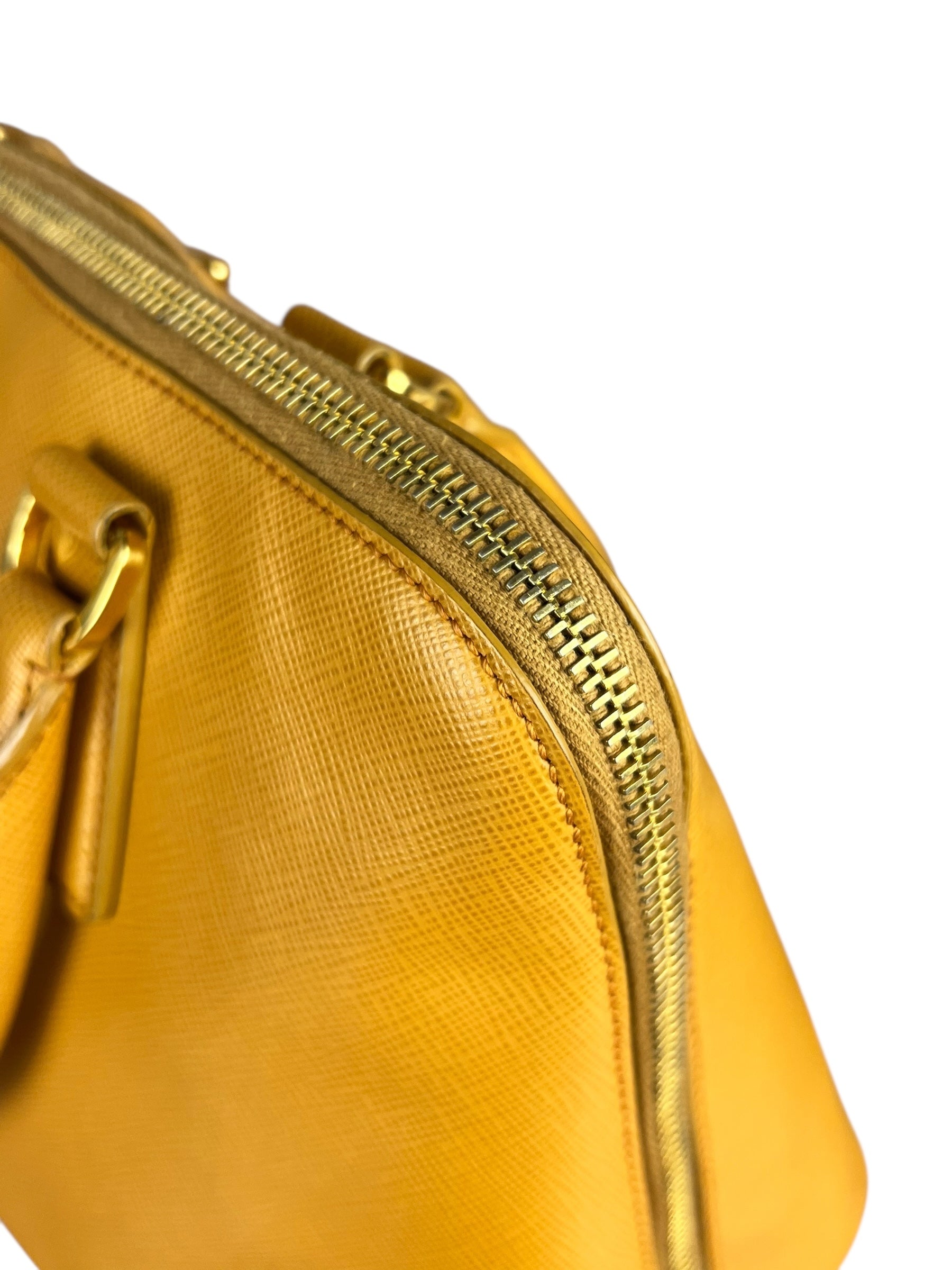 Prada Saffiano Promenade Handbag Mustard