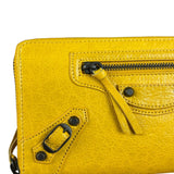Balenciaga Yellow Leather Moto Zip Wallet