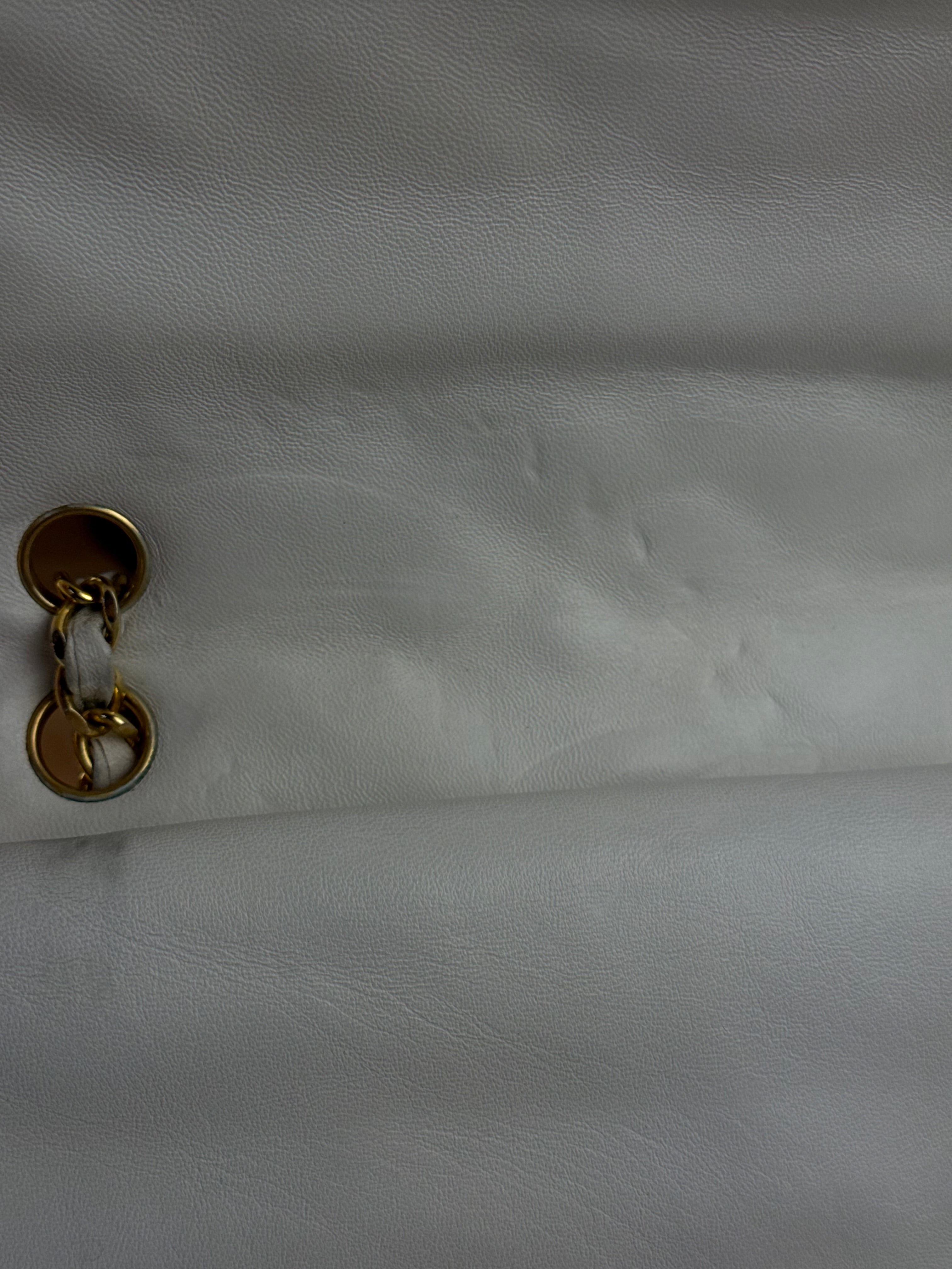 Chanel CC White Quilted Double Flap Bag 1988