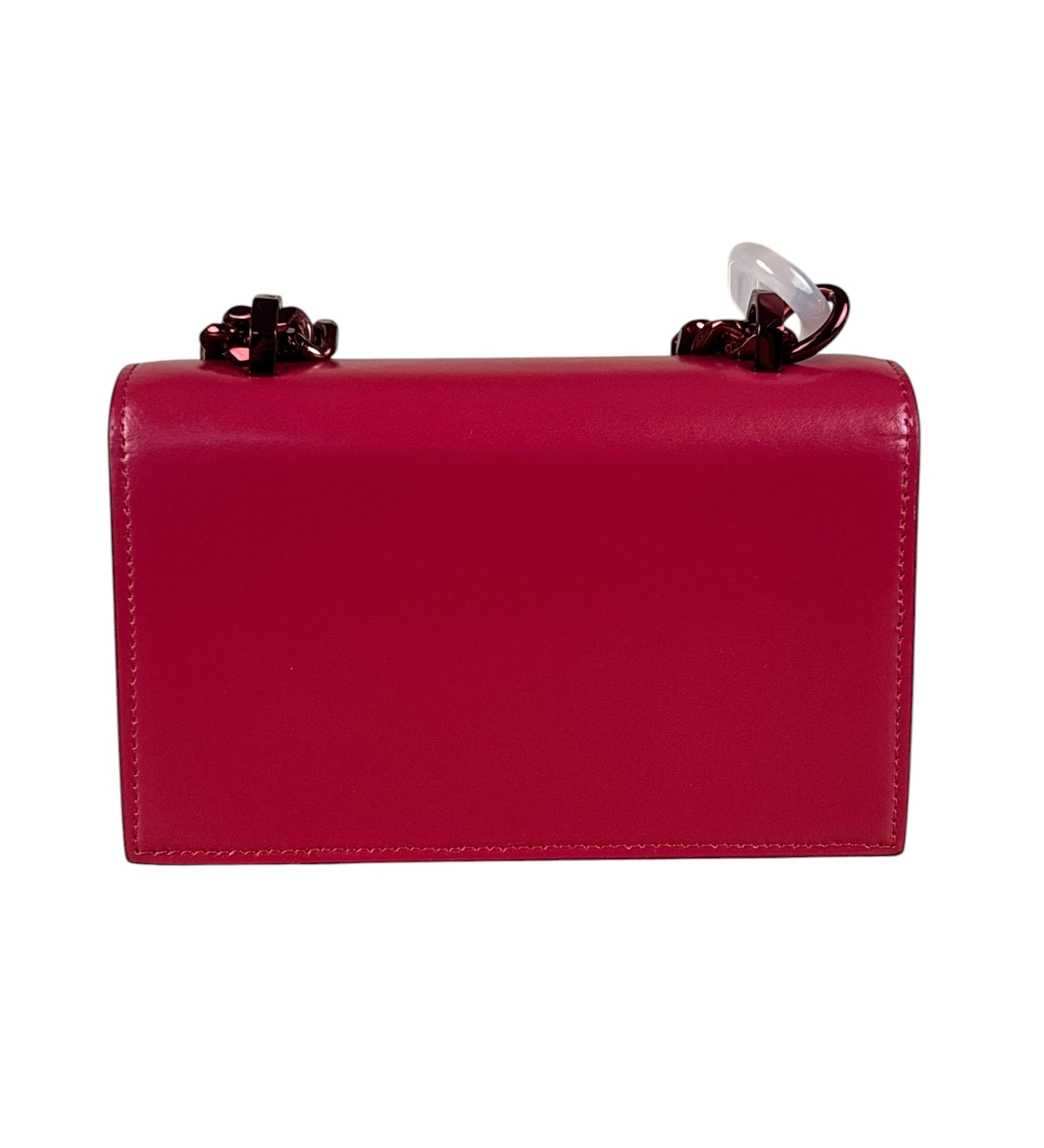 Alexander McQueen Red Leather Mini Jeweled Knuckle Shoulder Bag