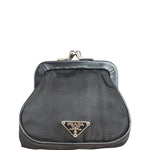 Prada Black Tessuto Nylon Leather Trim Liss-Lock Coin Bag