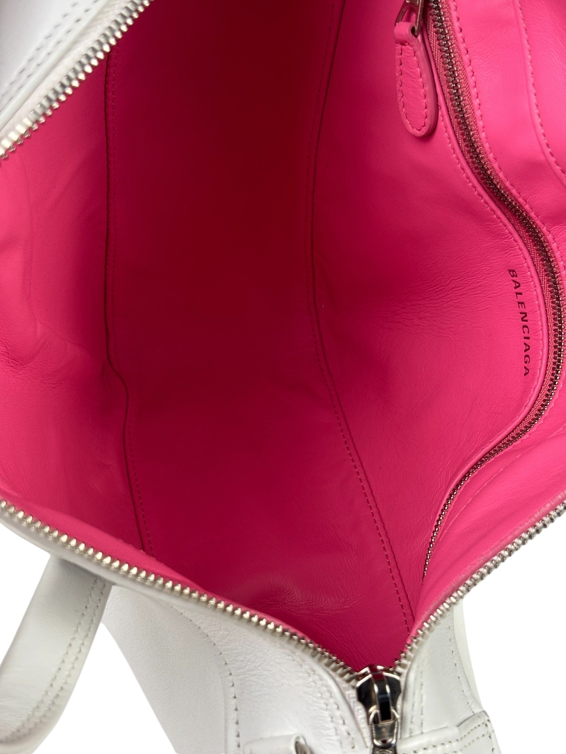 Balenciaga White Leather Triangle Two-Way Bag