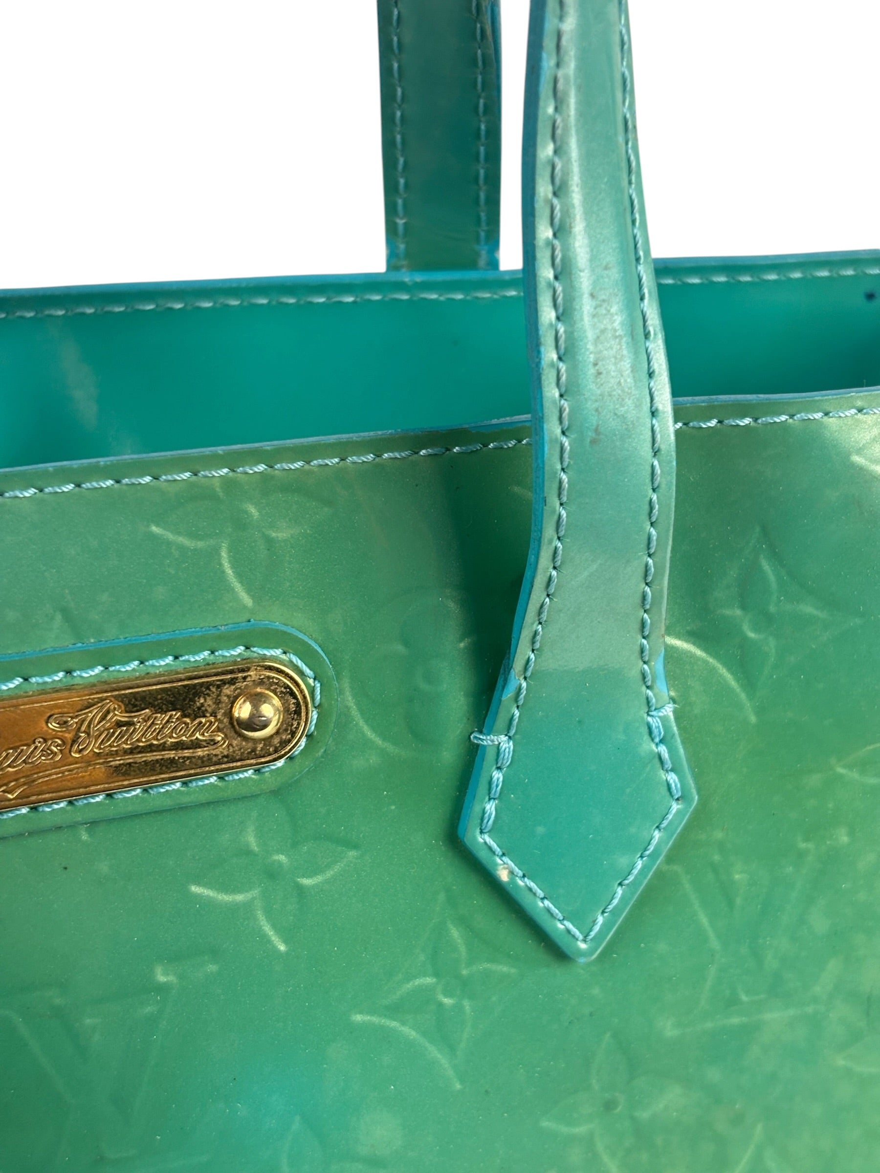 Louis Vuitton Vintage Teal Monogram Vernis Wilshire PM Tote