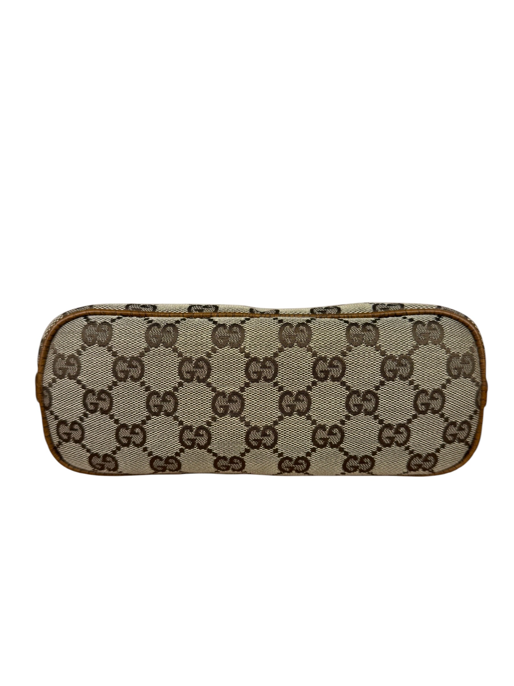Gucci Brown Leather Trim GG Boat Pochette