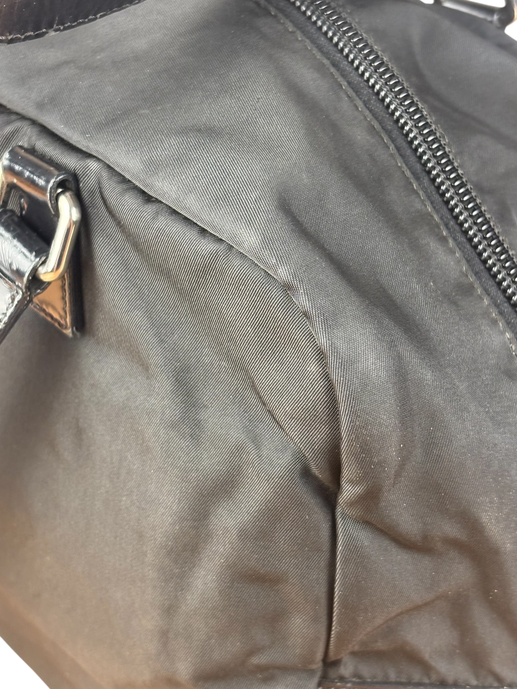 Prada Vintage Black Nylon/Patent Shoulder Bag