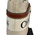 Chloe Brown Leather Trim/Linen Canvas Woody Small Tote