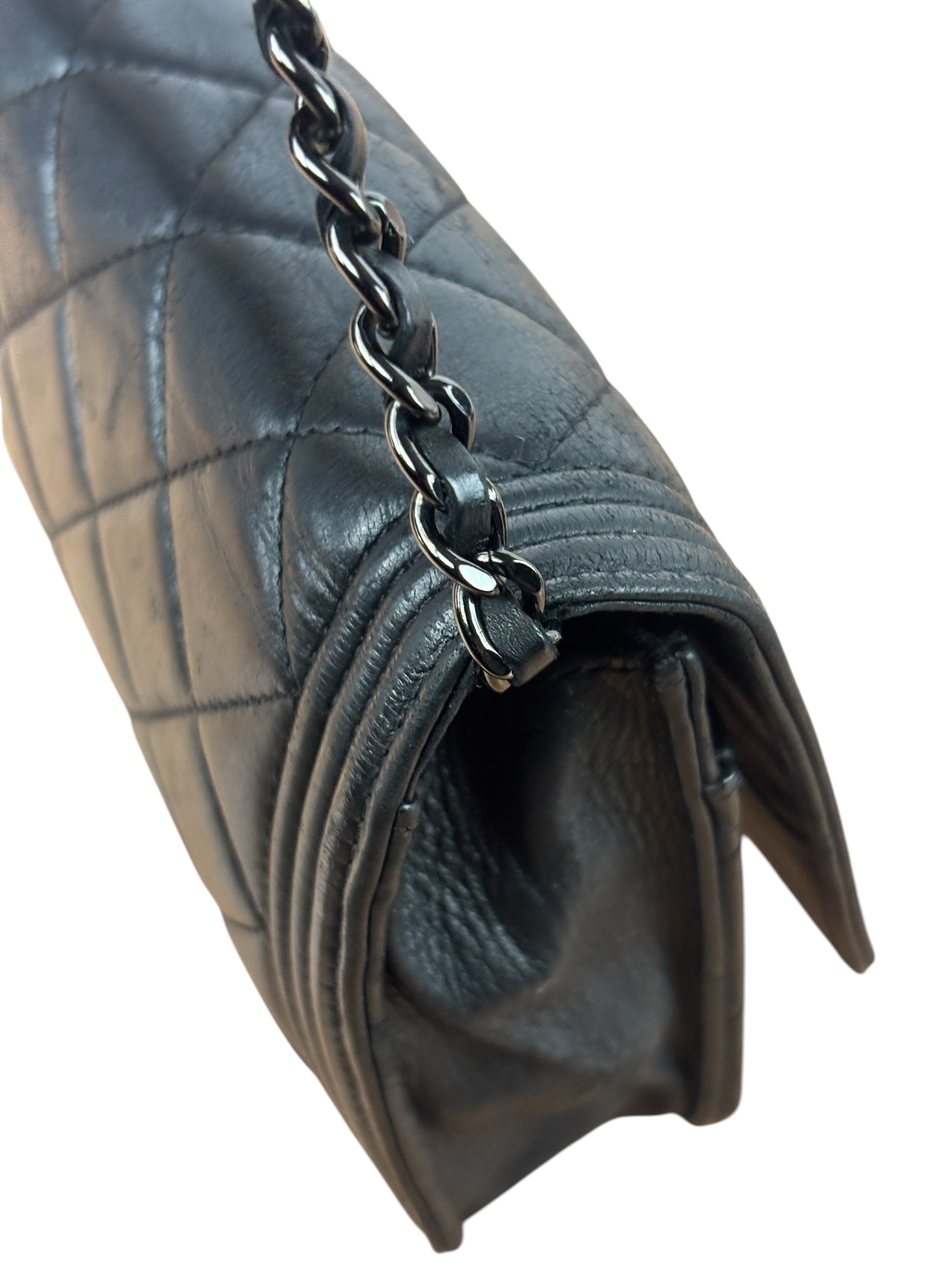 Chanel Black Quilted Lambskin Boy Flap Wallet On Chain 2014