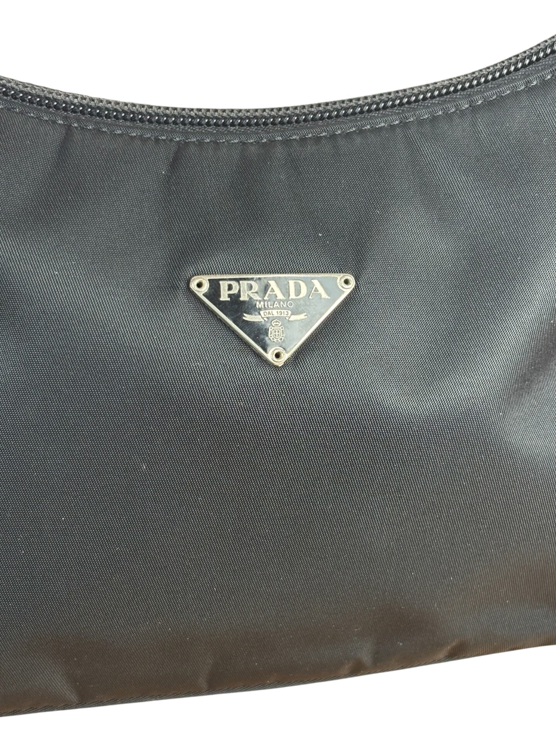 Prada Black Tessuto Nylon Mini Hobo Bag